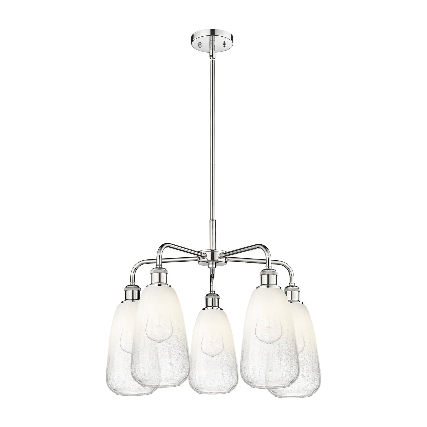 Innovations Brookhaven Almond 25in 5-Light Chandelier | Industrial Modern Polished Chrome and Opal Glass | Kitchen Island & | Model 516-5CR-PC-G480-6OP
