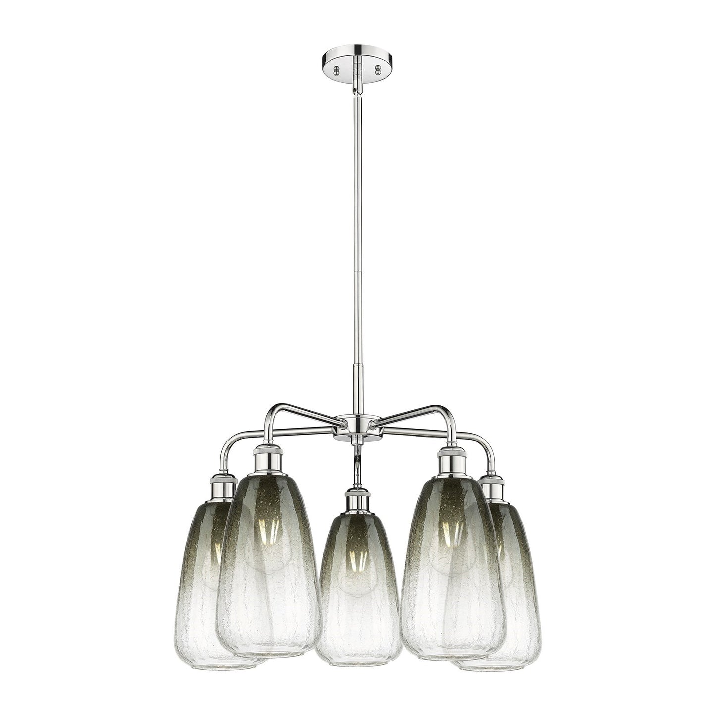Innovations Brookhaven Almond 25in 5-Light Chandelier | Industrial Polished Chrome and Slate Glass | Kitchen Island & Dining | Model 516-5CR-PC-G480-6SL