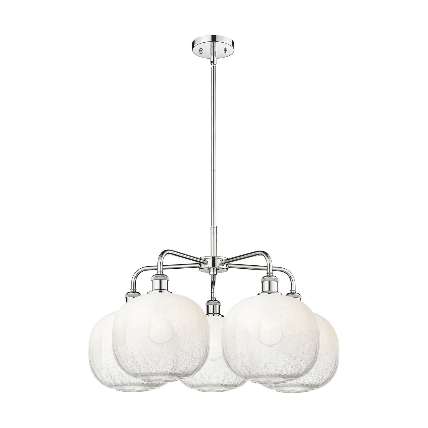 Innovations Brookhaven Sphere 29in 5-Light Chandelier | Industrial Modern Polished Chrome and Opal Glass | Damp Rated Dining | Model 516-5CR-PC-G481-10OP
