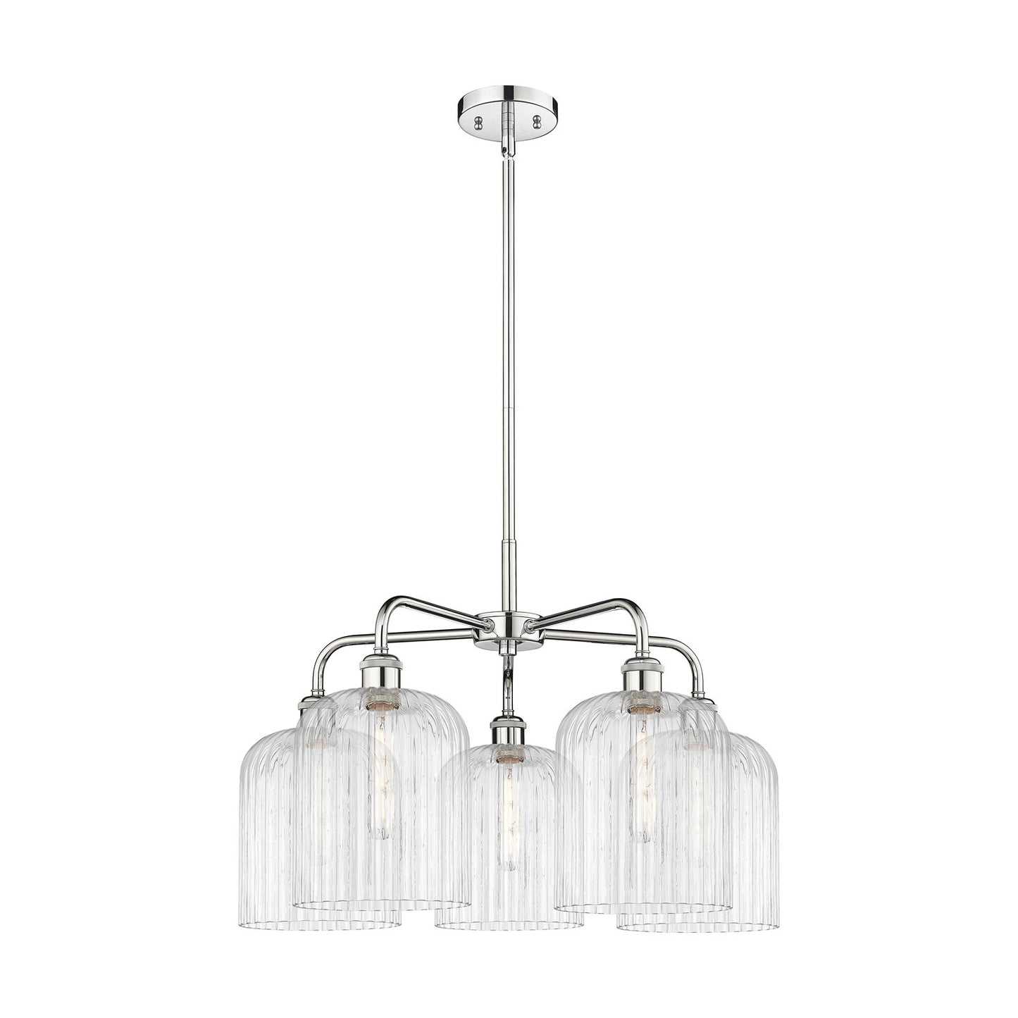 Innovations Bridal Veil 23in 5-Light Chandelier | Art Nouveau Polished Chrome Steel and Clear Ribbed Glass | Dining Room & | Model 516-5CR-PC-G559-8CL