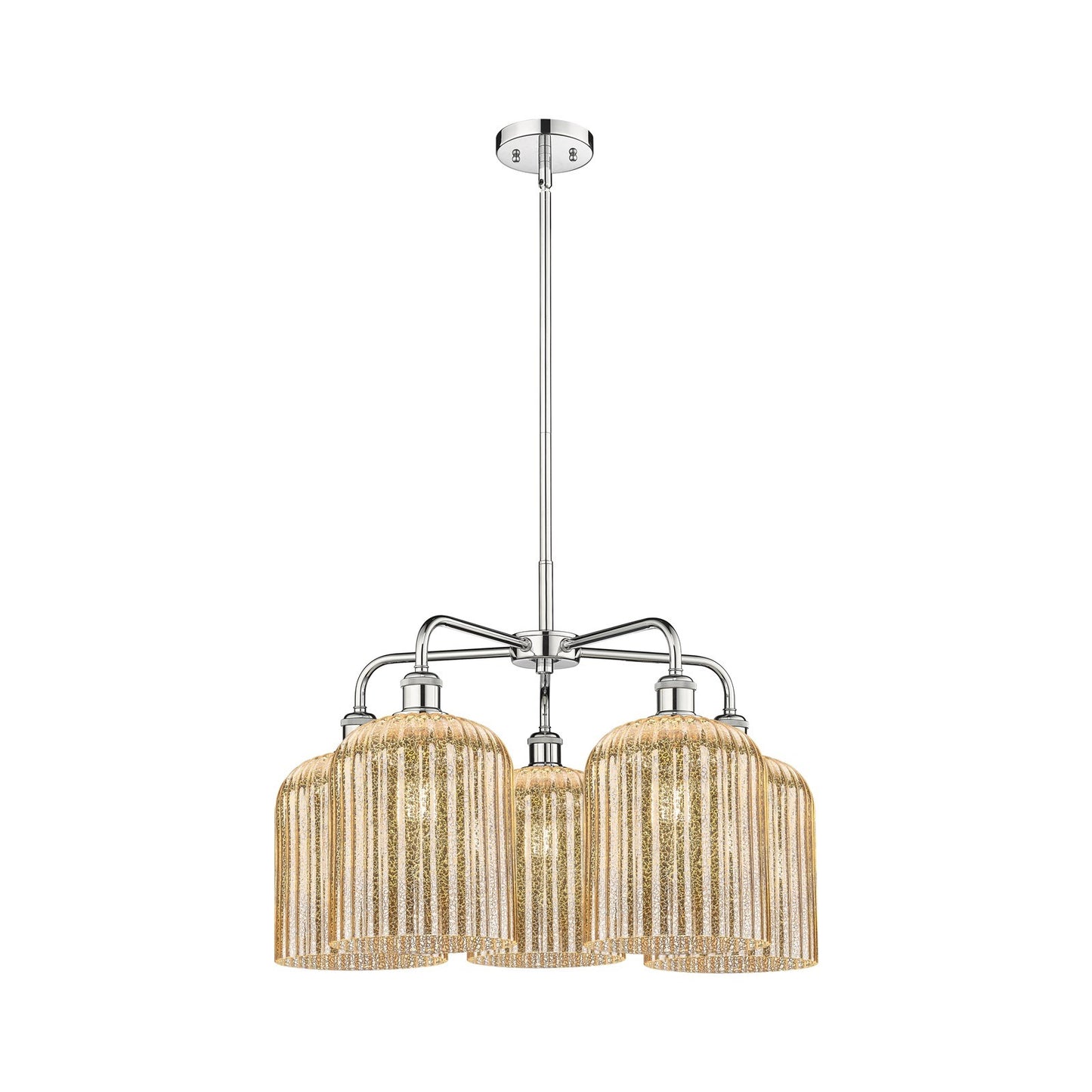Innovations Bridal Veil 23in 5-Light Chandelier | Art Nouveau Polished Chrome and Mercury Ribbed Glass | Dining Room & Living | Model 516-5CR-PC-G559-8ME