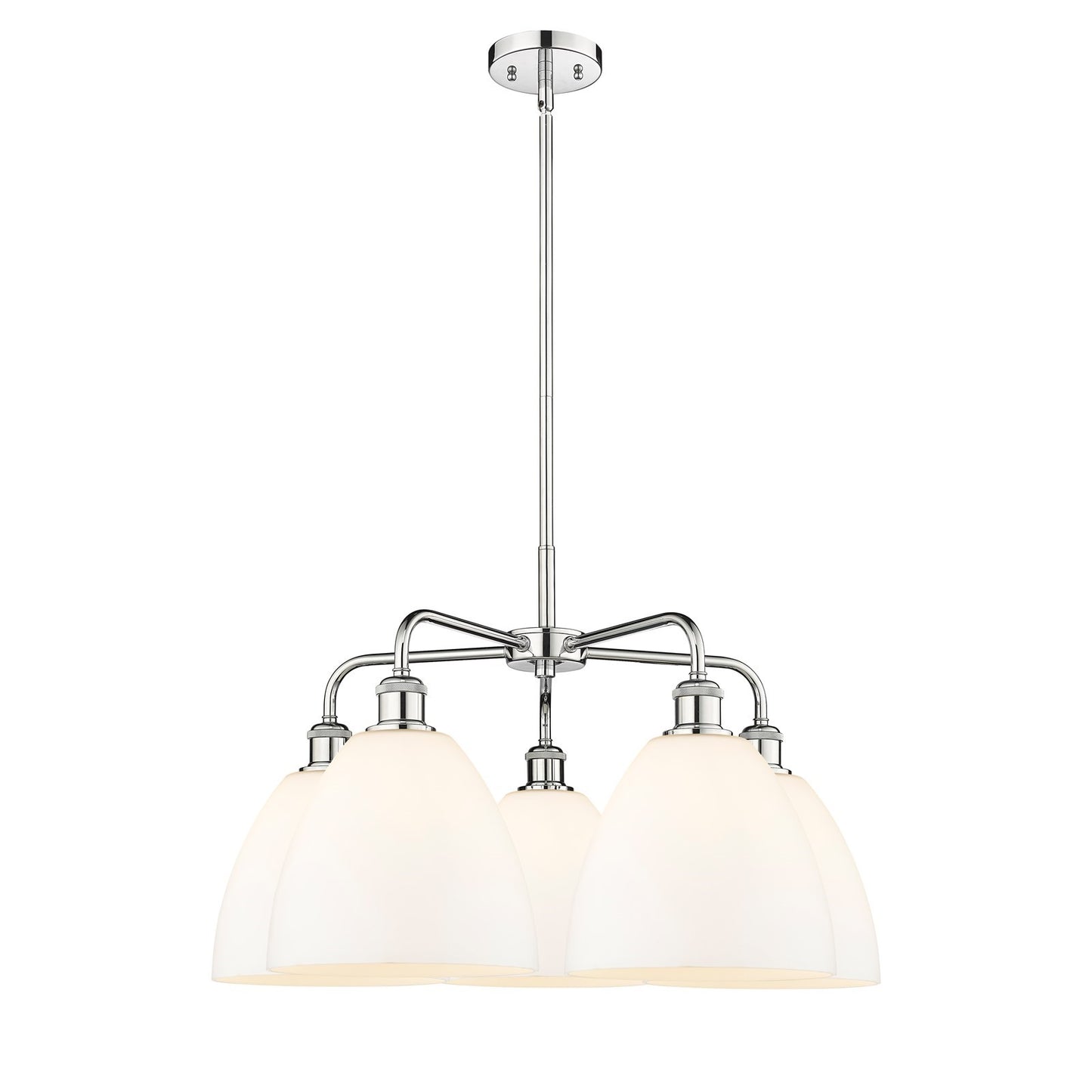 Innovations Bristol 27in 5-Light Chandelier | Industrial Polished Chrome Steel and Matte White Glass | Kitchen Island & Dining | Model 516-5CR-PC-GBD-91