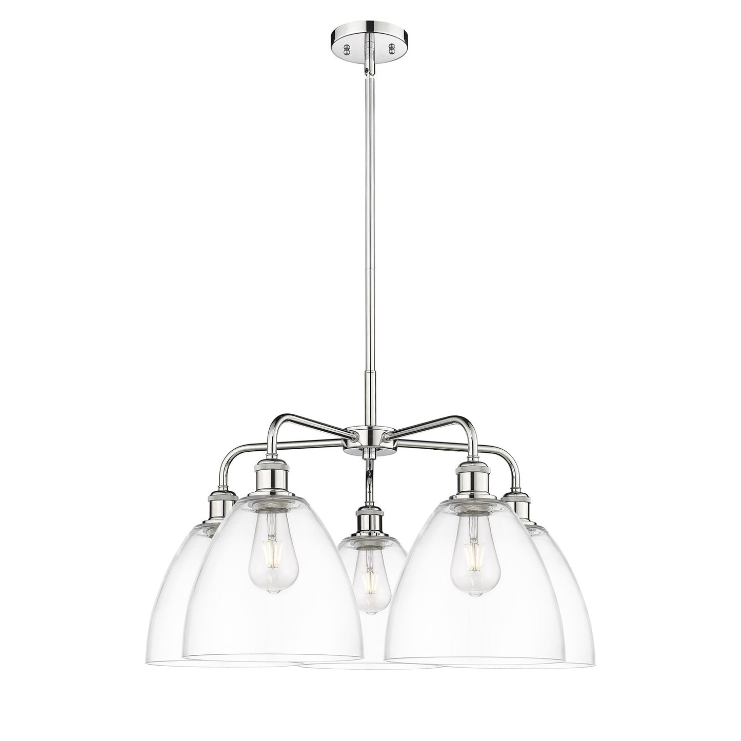 Innovations Bristol 27in 5-Light Chandelier | Industrial Polished Chrome Steel and Clear Glass | Dining Room & Kitchen Island | Model 516-5CR-PC-GBD-92