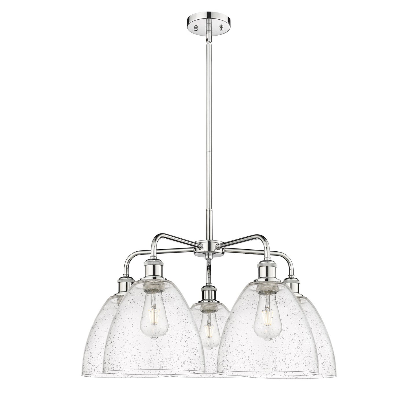 Innovations Bristol 27in 5-Light Chandelier | Industrial Polished Chrome and Seedy Glass | Dining Room & Living Room | 27 x 27 x | Model 516-5CR-PC-GBD-94