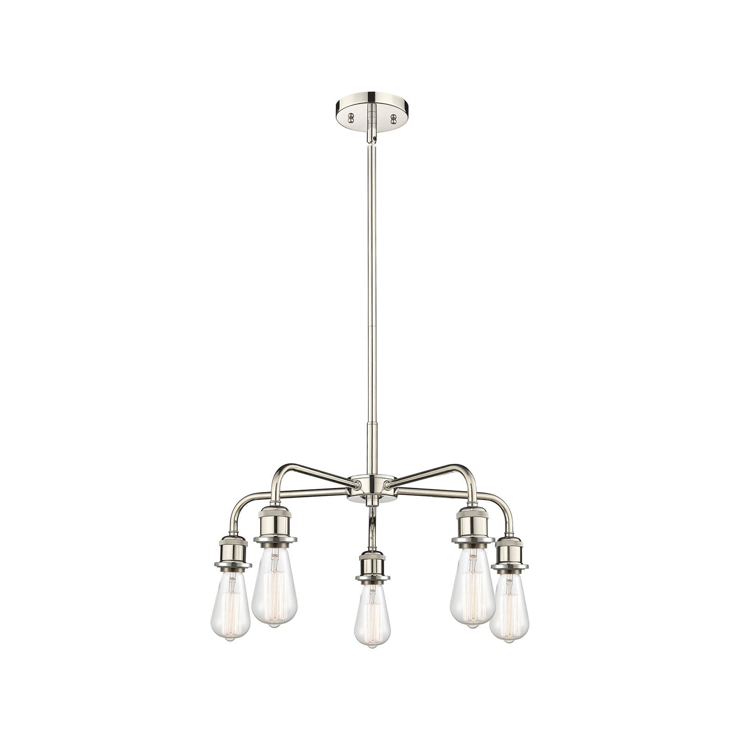 Innovations Ballston 18in 5-Light Chandelier | Industrial Polished Nickel Steel and Cast Brass | Damp-Rated Kitchen & Dining Room | 18 | Model 516-5CR-PN