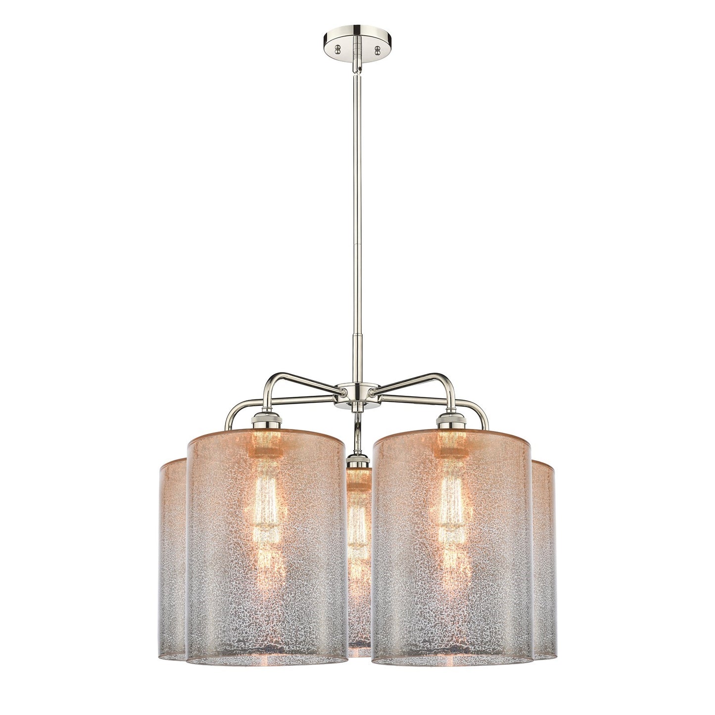 Innovations Cobbleskill 28in 5-Light Chandelier | Industrial Polished Nickel and Mercury Glass | Dining Room & Living Room | Model 516-5CR-PN-G116-L