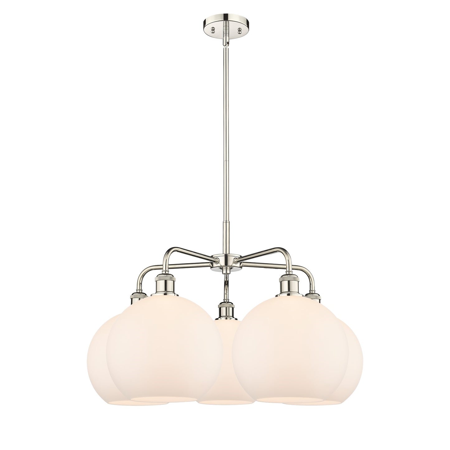Innovations Athens 28in 5-Light Chandelier | Industrial Polished Nickel and Matte White Glass | Dining Room & Living Room | 28 | Model 516-5CR-PN-G121-10