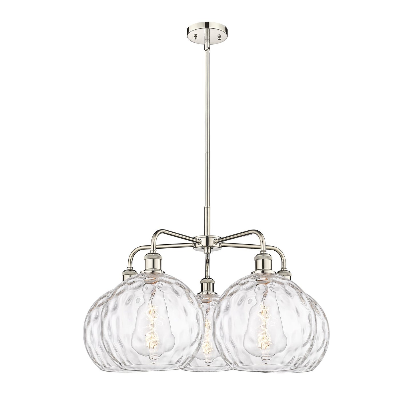 Innovations Athens Water Glass 28in 5-Light Chandelier | Industrial Polished Nickel and Clear Water Glass | Dining Room & | Model 516-5CR-PN-G1215-10