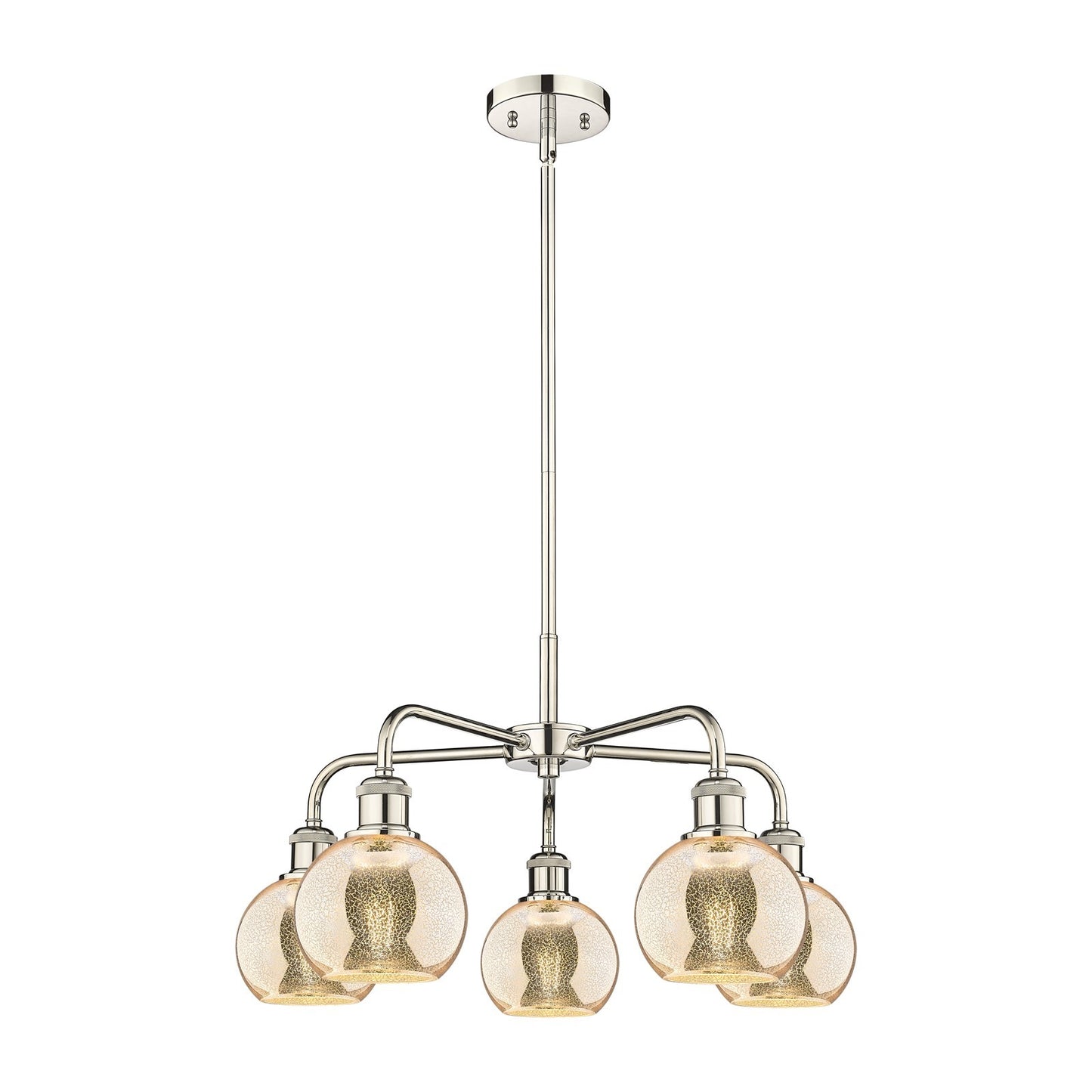 Innovations Athens 24in 5-Light Chandelier | Industrial Polished Nickel and Mercury Glass | Dining Room & Living Room | 23.88 x | Model 516-5CR-PN-G128-6