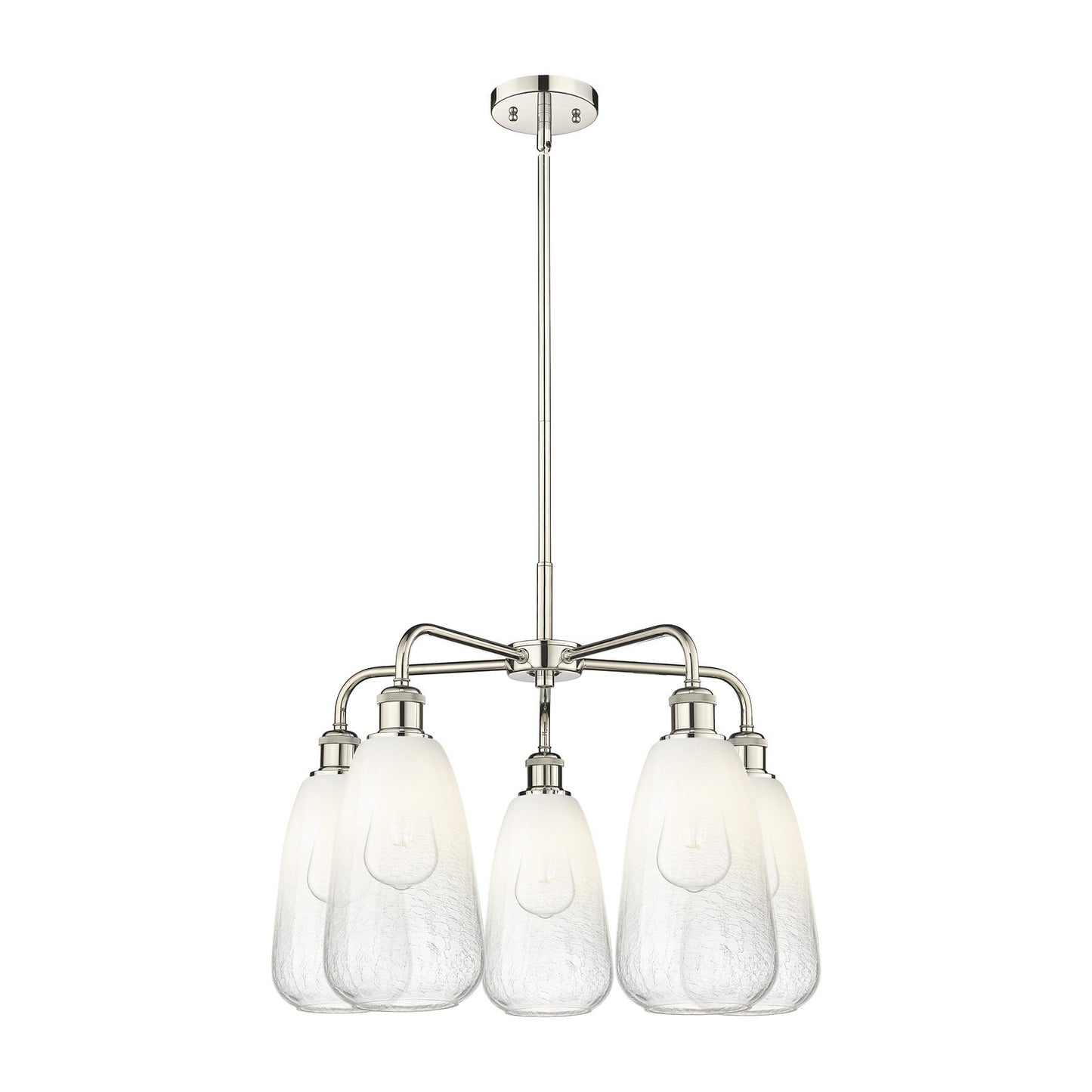 Innovations Brookhaven Almond 25in 5-Light Chandelier | Industrial Polished Nickel and Opal Glass | Dining Room & Living Room | Model 516-5CR-PN-G480-6OP