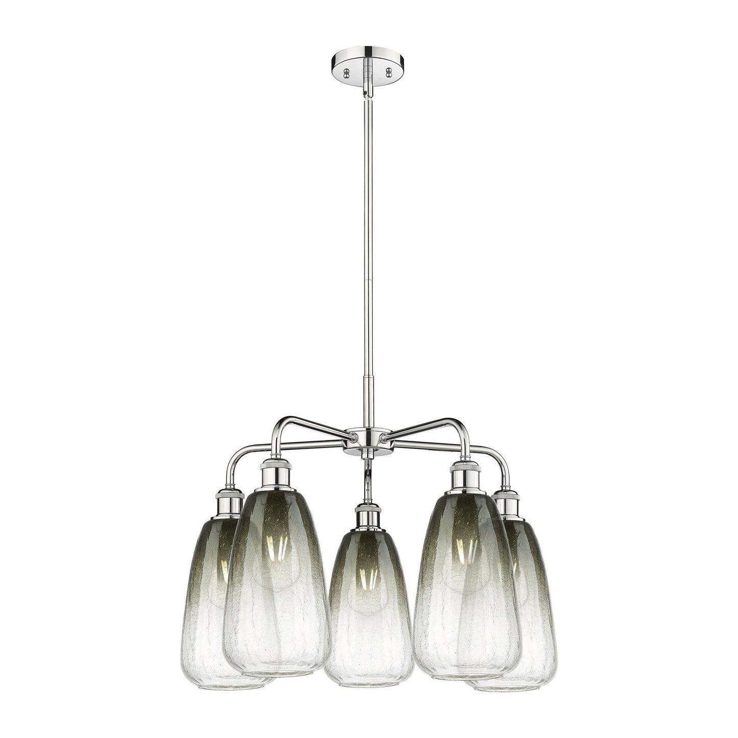 Innovations Brookhaven Almond 25in 5-Light Chandelier | Industrial Polished Nickel and Slate Glass | Dining Room & Living Room | Model 516-5CR-PN-G480-6SL