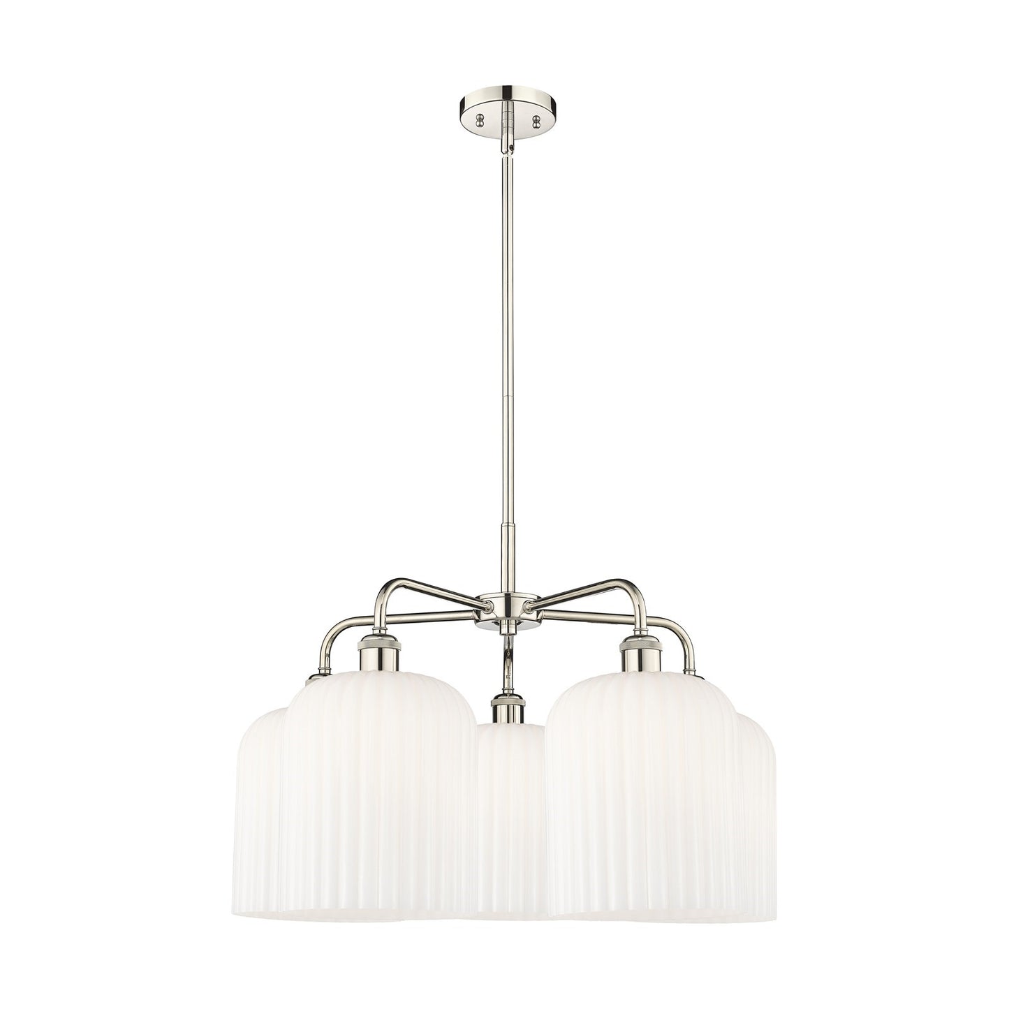 Innovations Bridal Veil 23in 5-Light Chandelier | Art Nouveau Polished Nickel and Gloss White Ribbed Glass | Dining Room & | Model 516-5CR-PN-G559-8GWH