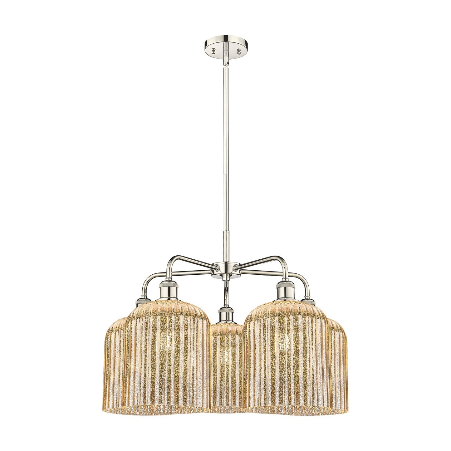Innovations Bridal Veil 23in 5-Light Chandelier | Art Nouveau Polished Nickel and Mercury Ribbed Glass | Dining Room & Living | Model 516-5CR-PN-G559-8ME