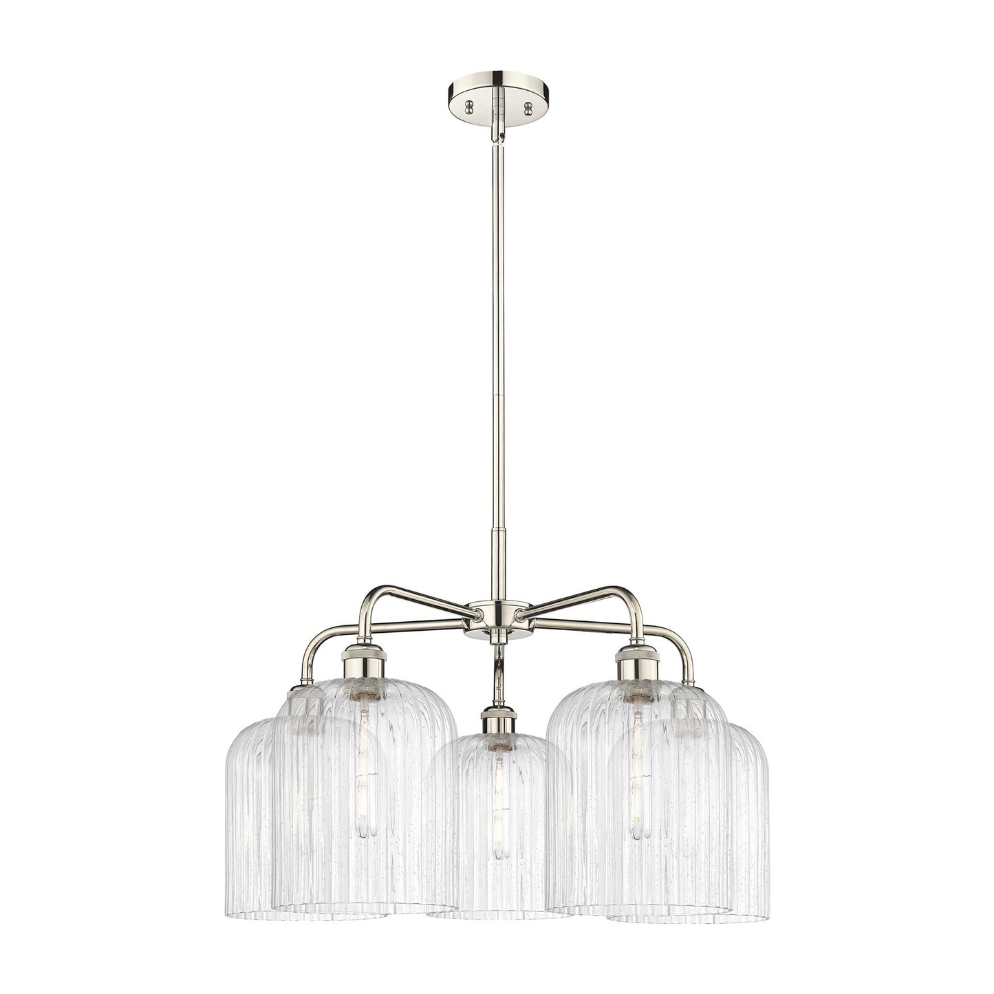 Innovations Bridal Veil 23in 5-Light Chandelier | Art Nouveau Polished Nickel and Seedy Ribbed Glass | Kitchen Island & | Model 516-5CR-PN-G559-8SDY