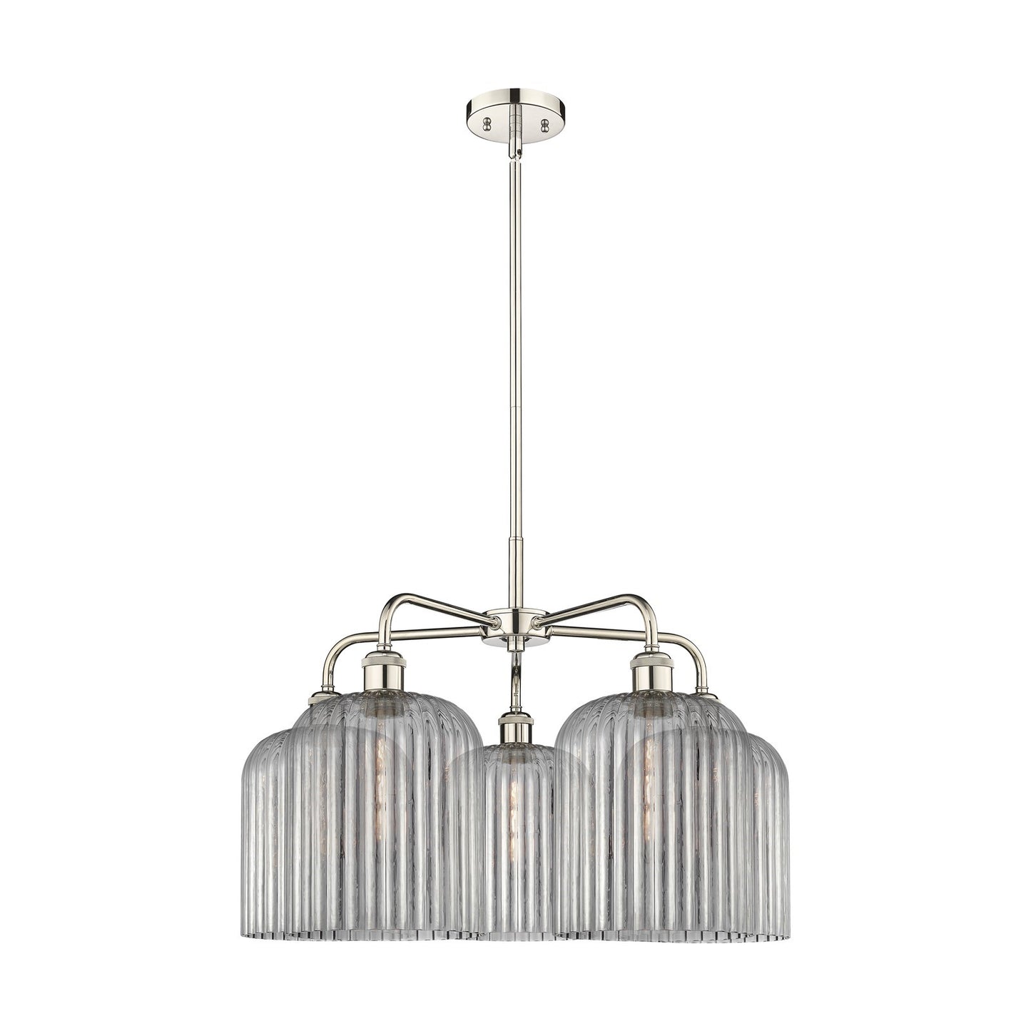 Innovations Bridal Veil 23in 5-Light Chandelier | Art Nouveau Polished Nickel and Light Smoke Ribbed Glass | Dining Room & | Model 516-5CR-PN-G559-8SM