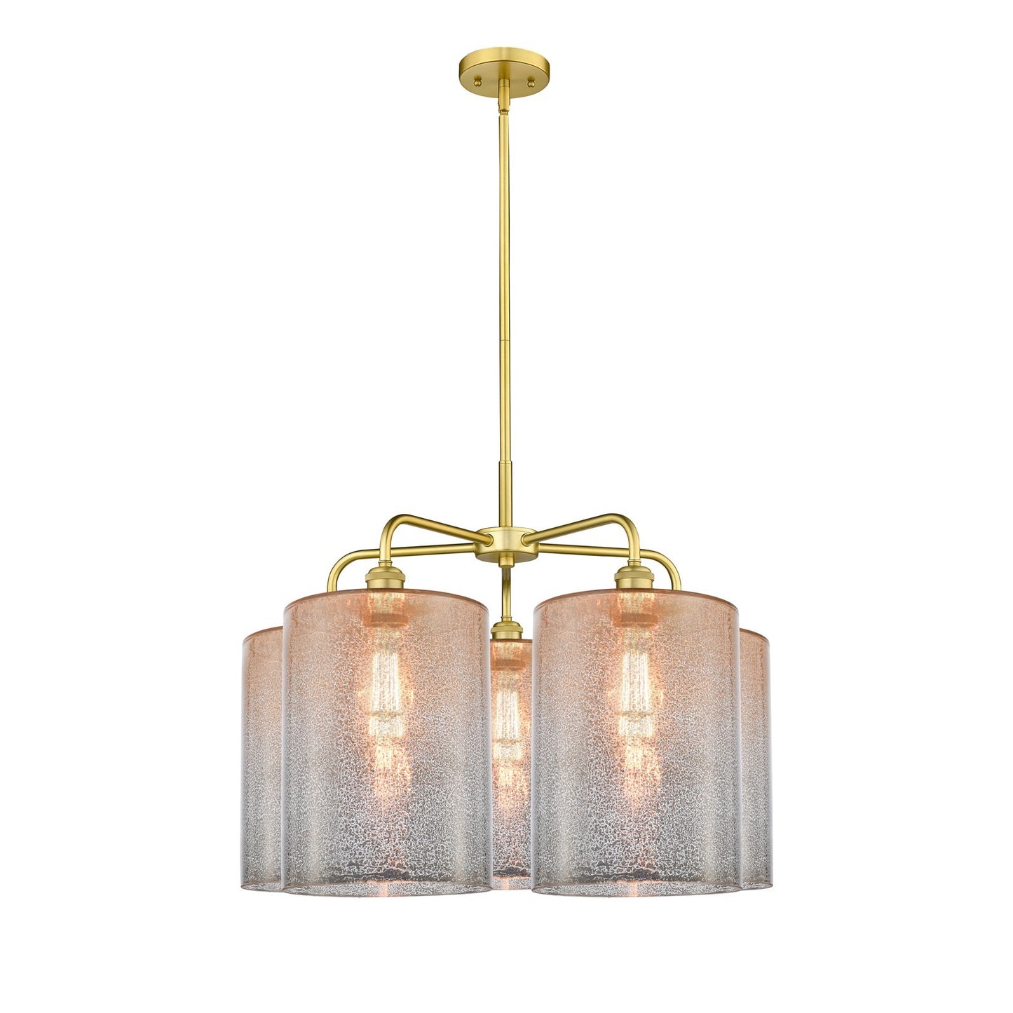 Innovations Cobbleskill 28in 5-Light Chandelier | Industrial Satin Gold Steel and Mercury Glass | Dining Room & Living Room | Model 516-5CR-SG-G116-L