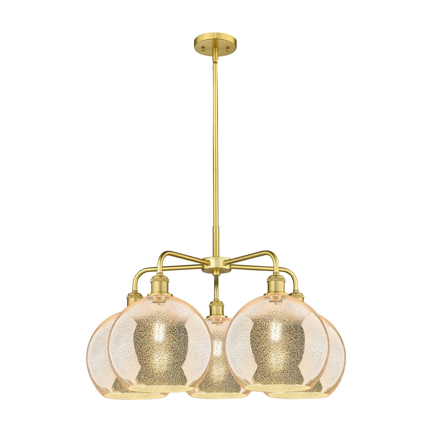 Innovations Athens 28in 5-Light Chandelier | Industrial Satin Gold and Mercury Glass | Dining Room & Living Room | 28 x 28 x | Model 516-5CR-SG-G128-10