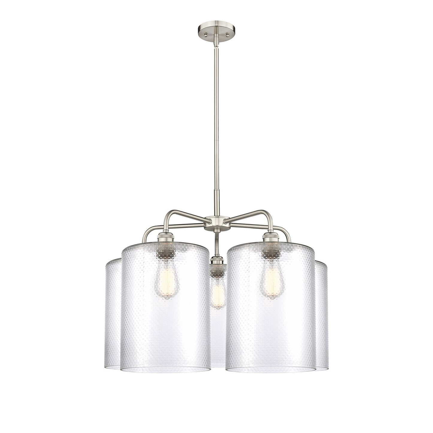 Innovations Cobbleskill 28in 5-Light Chandelier | Industrial Satin Nickel and Clear Glass | Dining Room & Living Room | 27.5 x | Model 516-5CR-SN-G112-L