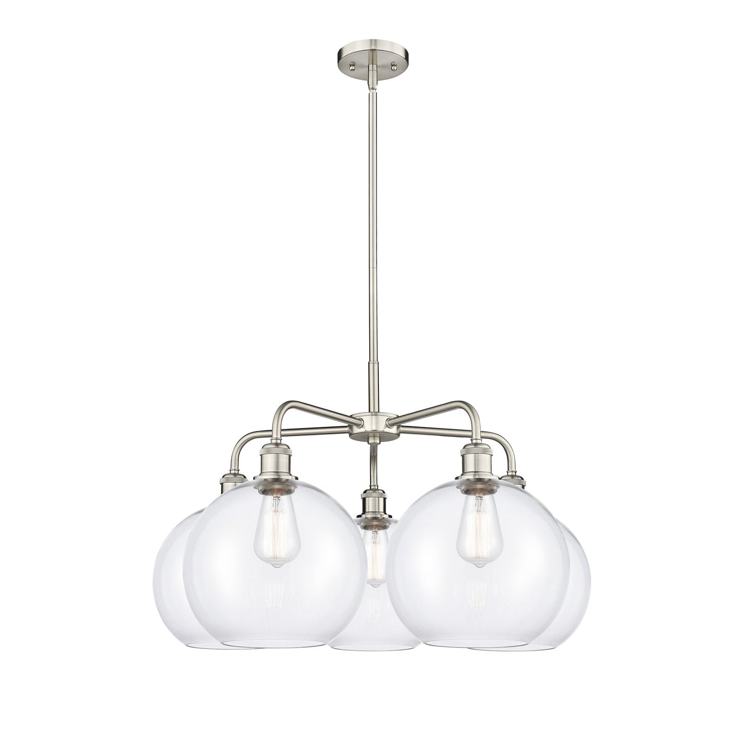 Innovations Athens 28in 5-Light Chandelier | Industrial Satin Nickel and Clear Glass | Dining Room & Living Room | 28 x 28 x | Model 516-5CR-SN-G122-10