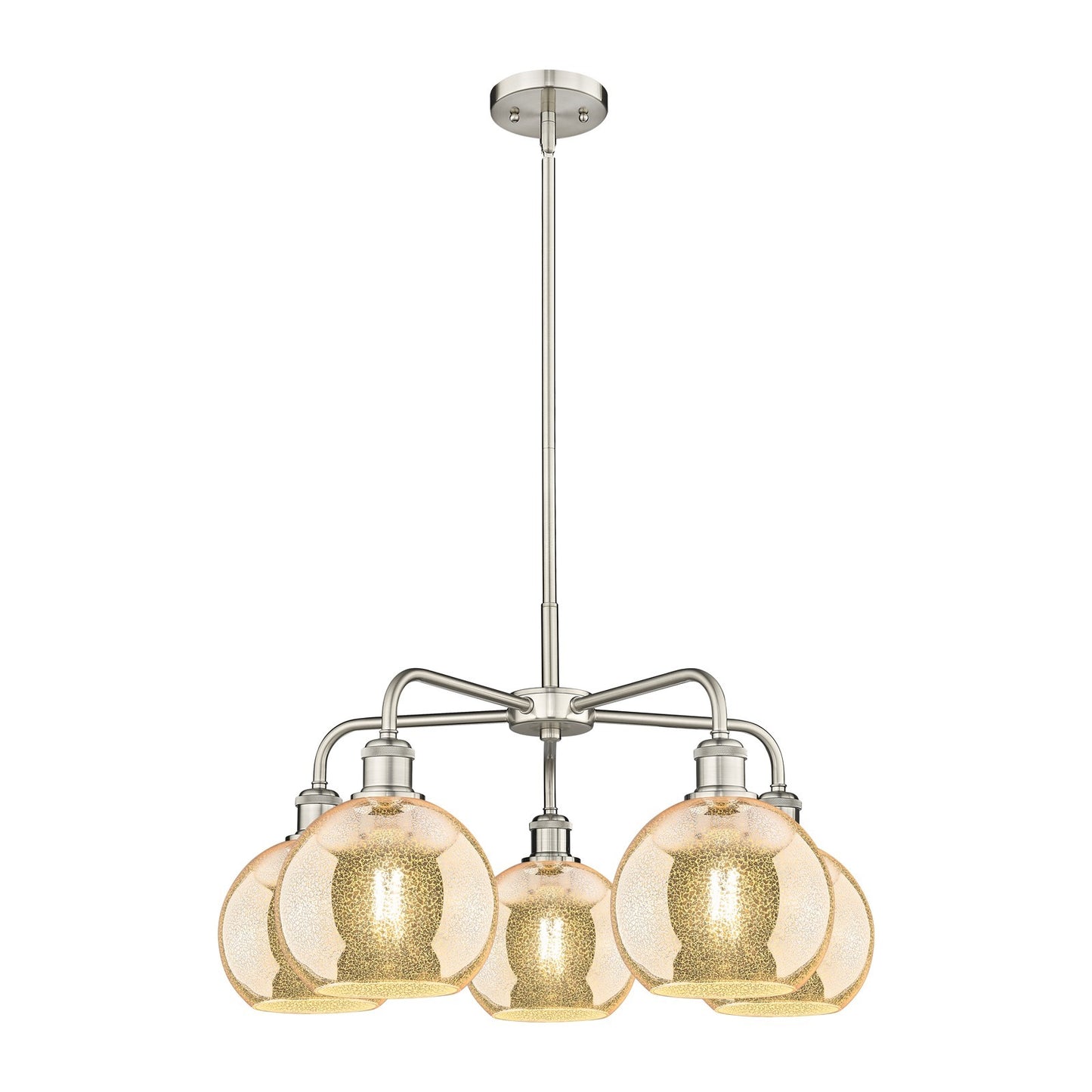 Innovations Athens 26in 5-Light Chandelier | Industrial Satin Nickel and Mercury Glass | Dining Room & Living Room | 26 x 26 x | Model 516-5CR-SN-G128-8