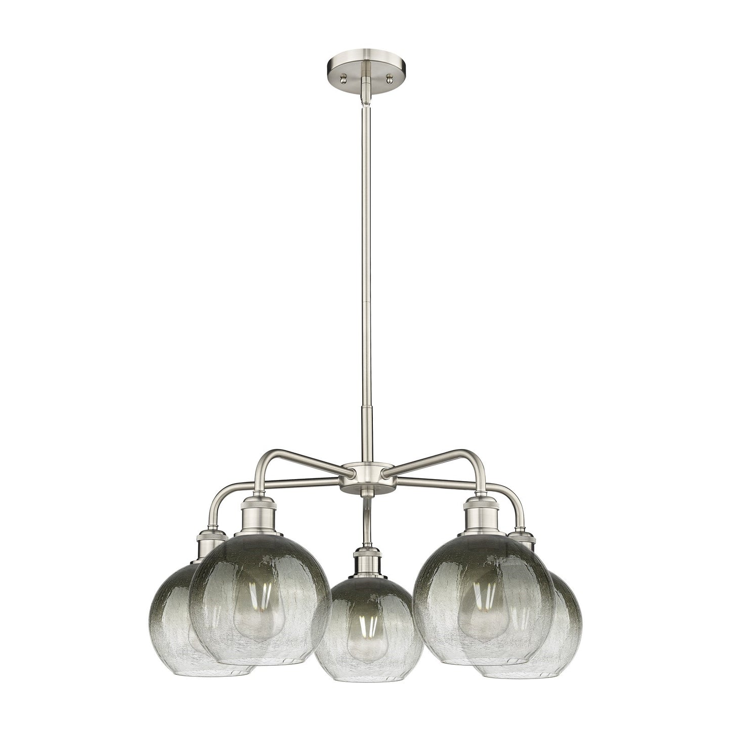 Innovations Brookhaven Globe 26in 5-Light Chandelier | Industrial Satin Nickel Steel and Slate Glass | Dining Room & Living | Model 516-5CR-SN-G483-8SL