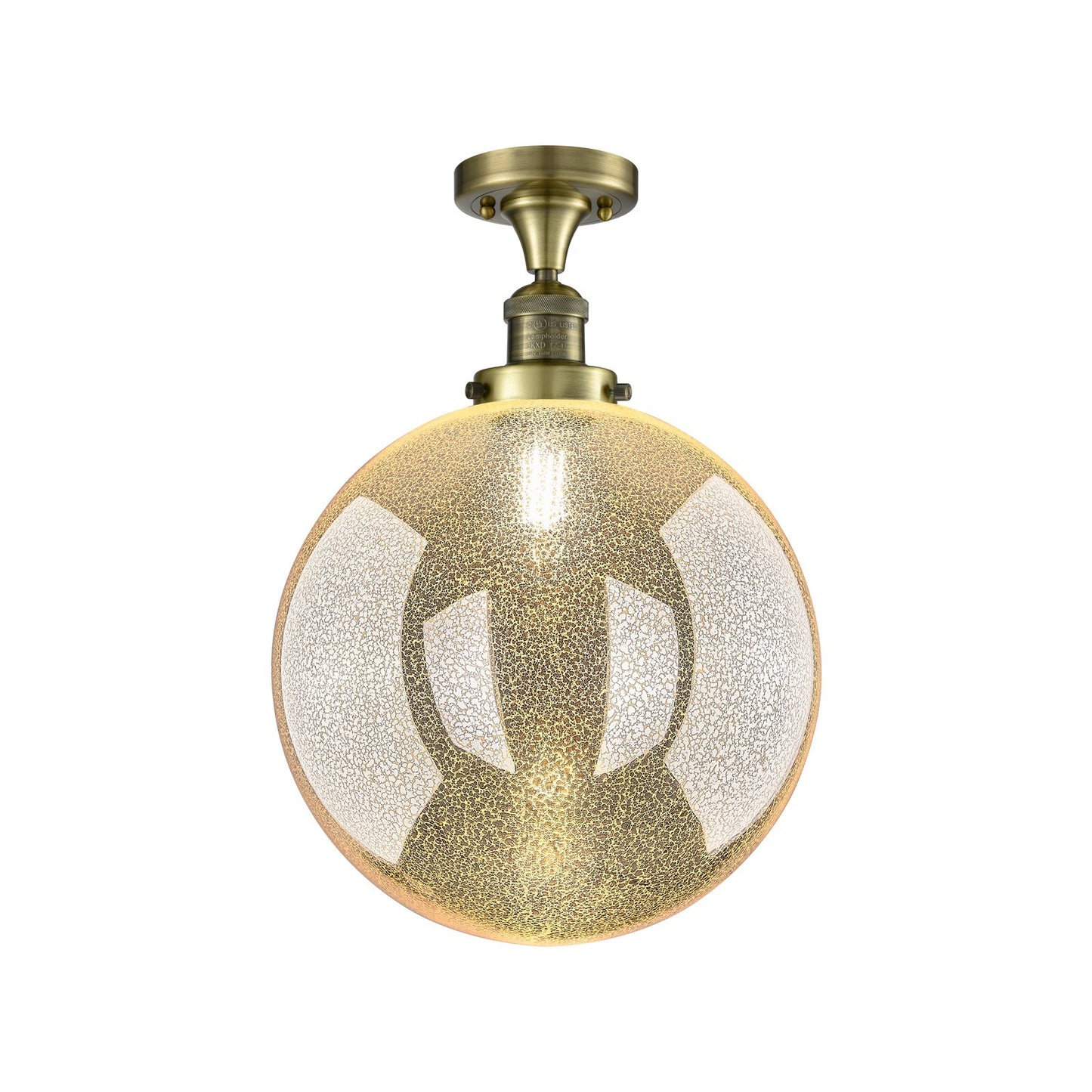 Innovations Beacon 12in 1-Light Semi-Flush Mount | Industrial Antique Brass and Mercury Seeded Glass | Entryway & Hallway | 12 | Model 517-1CH-AB-G208-12