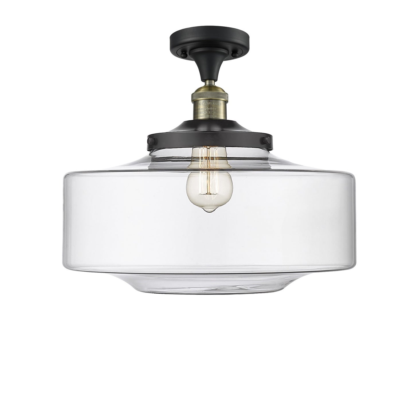 Innovations Bridgeton 16in 1-Light Semi-Flush Mount | Traditional Black Antique Brass Steel and Clear Glass | Hallway & | Model 517-1CH-BAB-G692-16