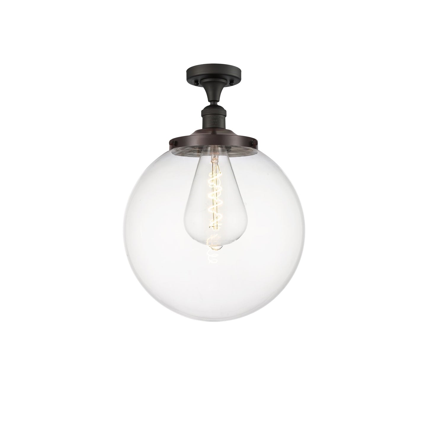 Innovations Beacon 14in 1-Light Semi-Flush Mount | Industrial Oil Rubbed Bronze Steel and Clear Glass | Entryway & Hallway | 14 | Model 517-1CH-OB-G202-14