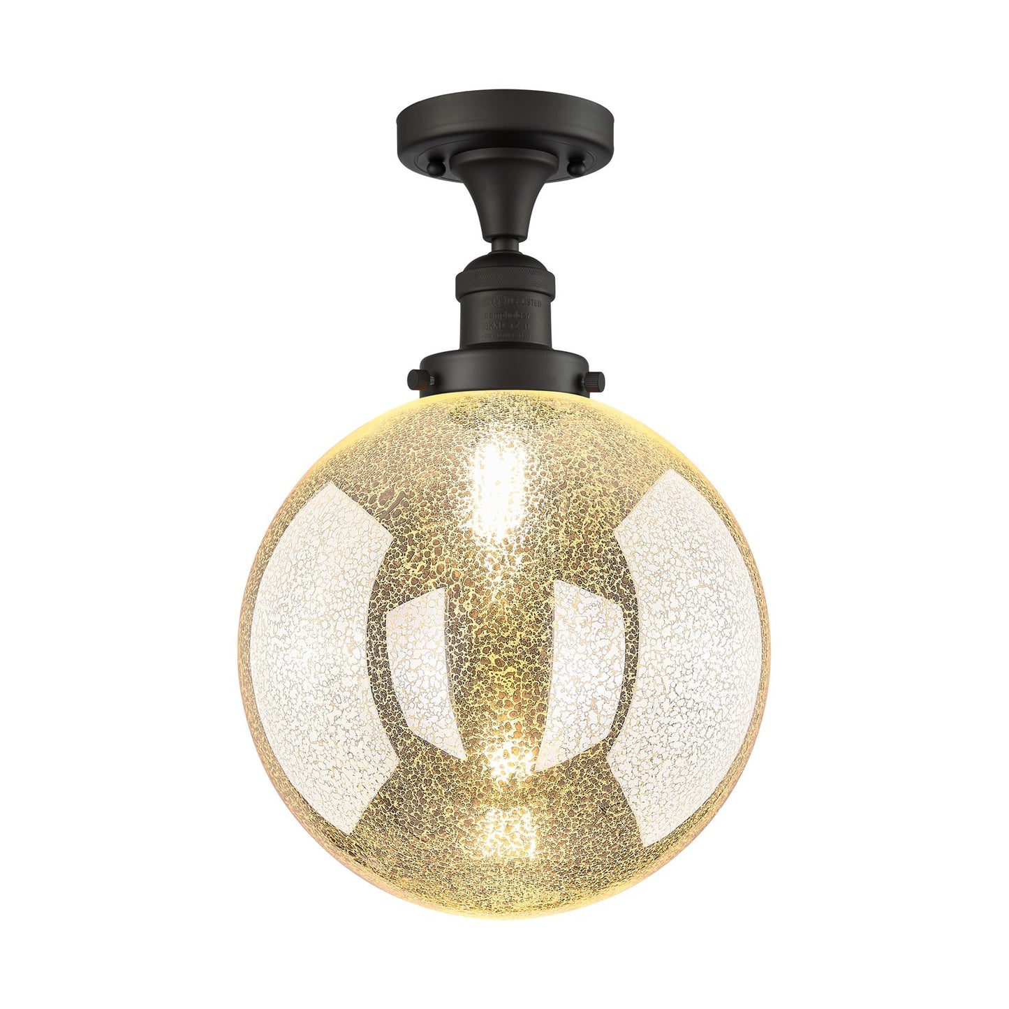 Innovations Beacon 10in 1-Light Semi-Flush Mount | Industrial Oil Rubbed Bronze Steel and Mercury Seeded Glass | Entryway & | Model 517-1CH-OB-G208-10