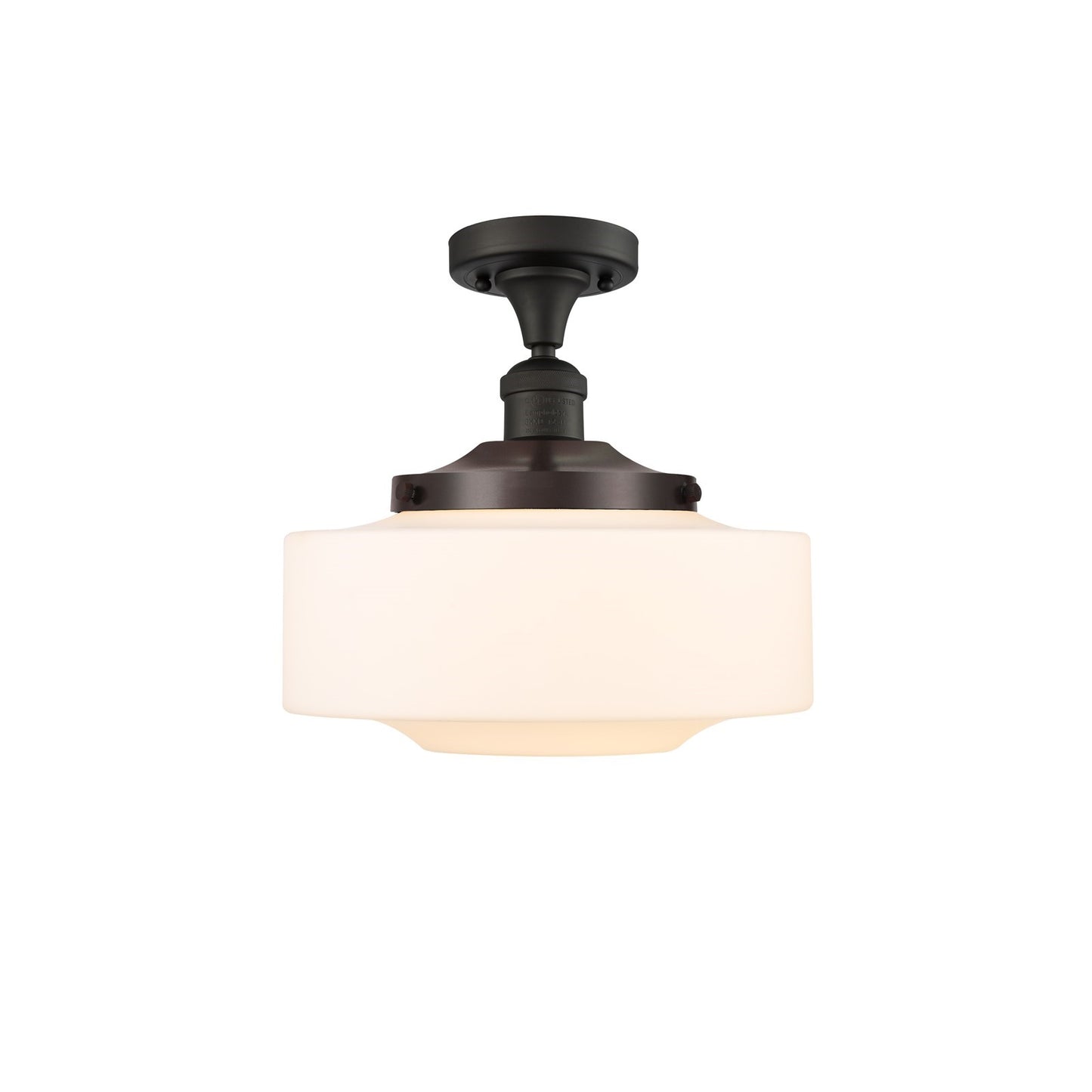 Innovations Bridgeton 12in 1-Light Semi-Flush Mount | Traditional Oil Rubbed Bronze Steel and Matte White Frosted Glass | Model 517-1CH-OB-G691-12