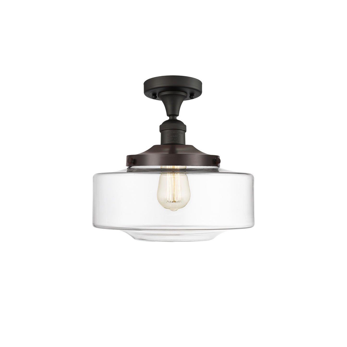 Innovations Bridgeton 12in 1-Light Semi-Flush Mount | Traditional Oil Rubbed Bronze Steel and Clear Glass | Entryway & | Model 517-1CH-OB-G692-12-LED