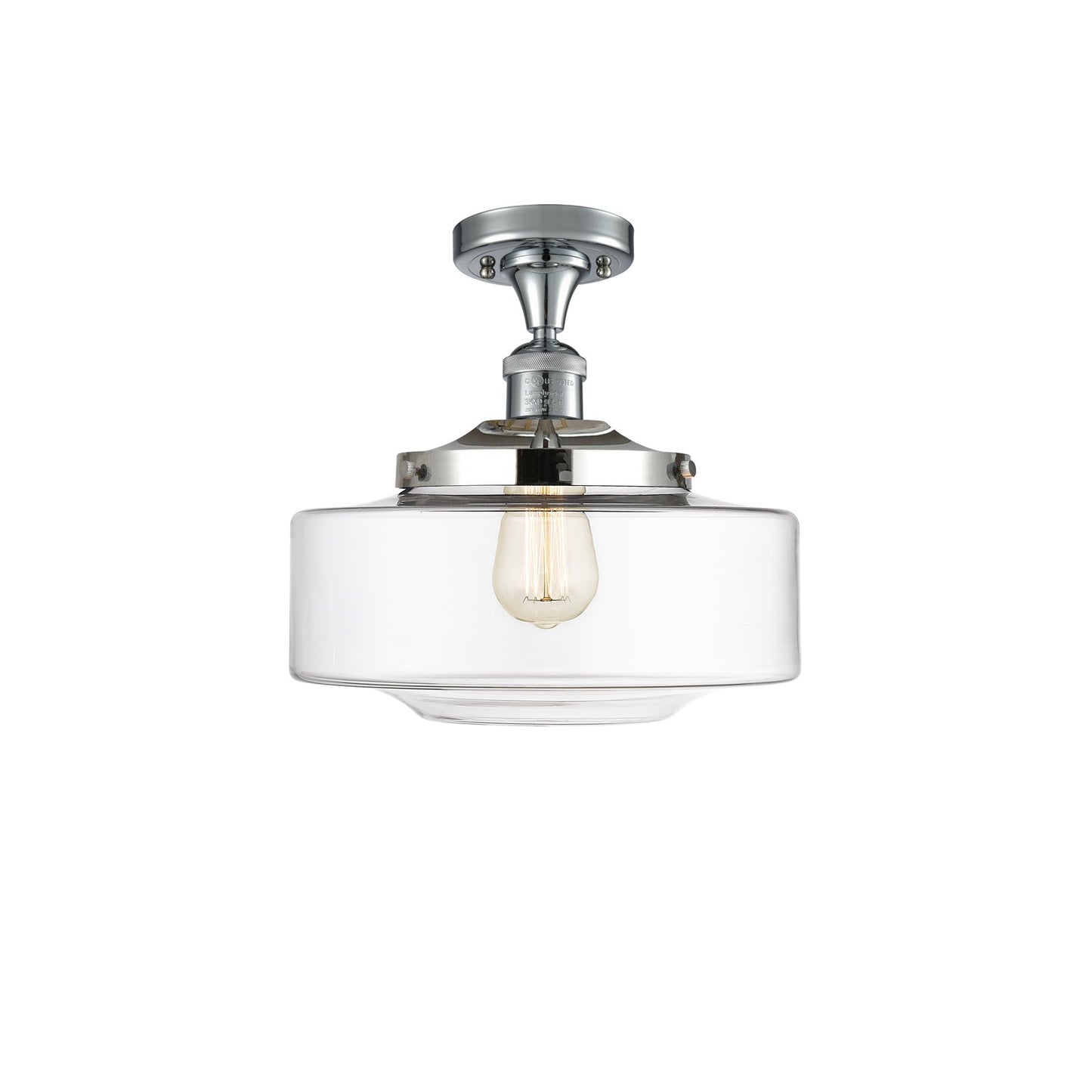 Innovations Bridgeton 12in 1-Light Semi-Flush Mount | Traditional Polished Chrome Steel and Clear Glass | Kitchen & | Model 517-1CH-PC-G692-12-LED