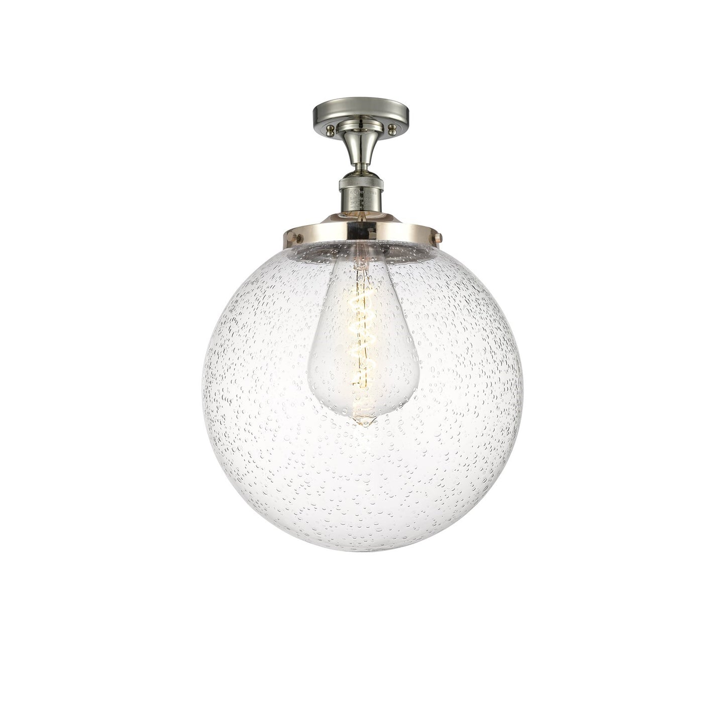 Innovations Beacon 14in 1-Light Semi-Flush Mount | Industrial Polished Nickel and Seedy Glass | Entryway & Hallway | 14 x 17 in | Model 517-1CH-PN-G204-14