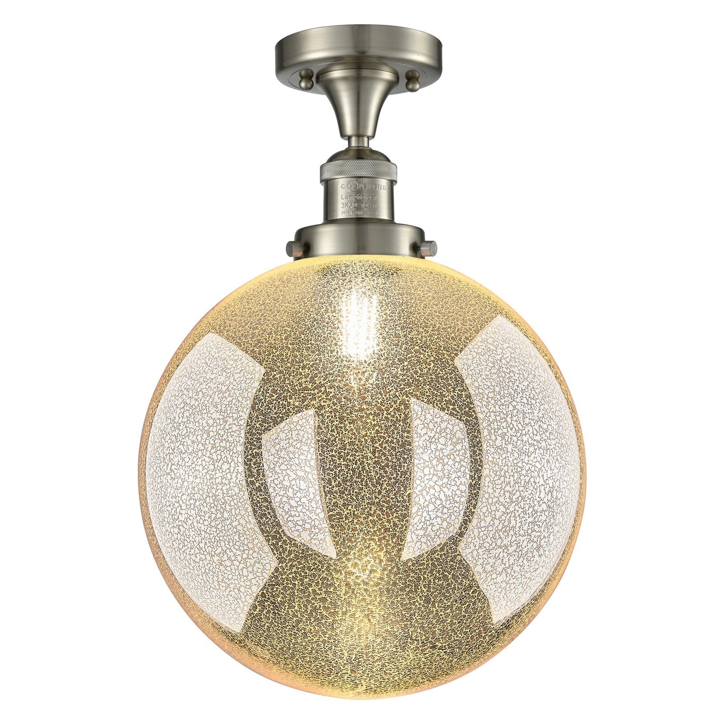 Innovations Beacon 12in 1-Light Semi-Flush Mount | Industrial Brushed Satin Nickel and Mercury Seeded Glass | Entryway & | Model 517-1CH-SN-G208-12