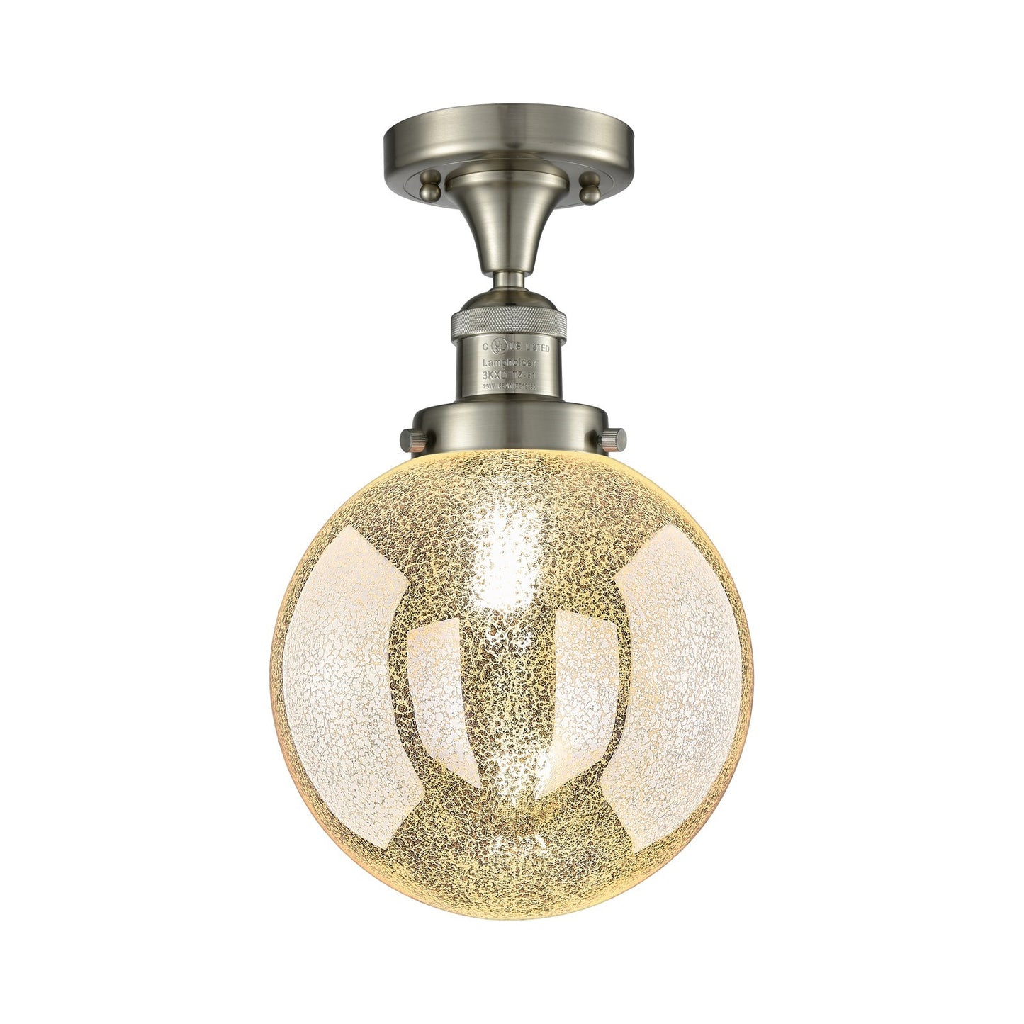 Innovations Beacon 8in 1-Light Semi-Flush Mount | Industrial Brushed Satin Nickel Steel and Mercury Seeded Glass | Kitchen & | Model 517-1CH-SN-G208-8