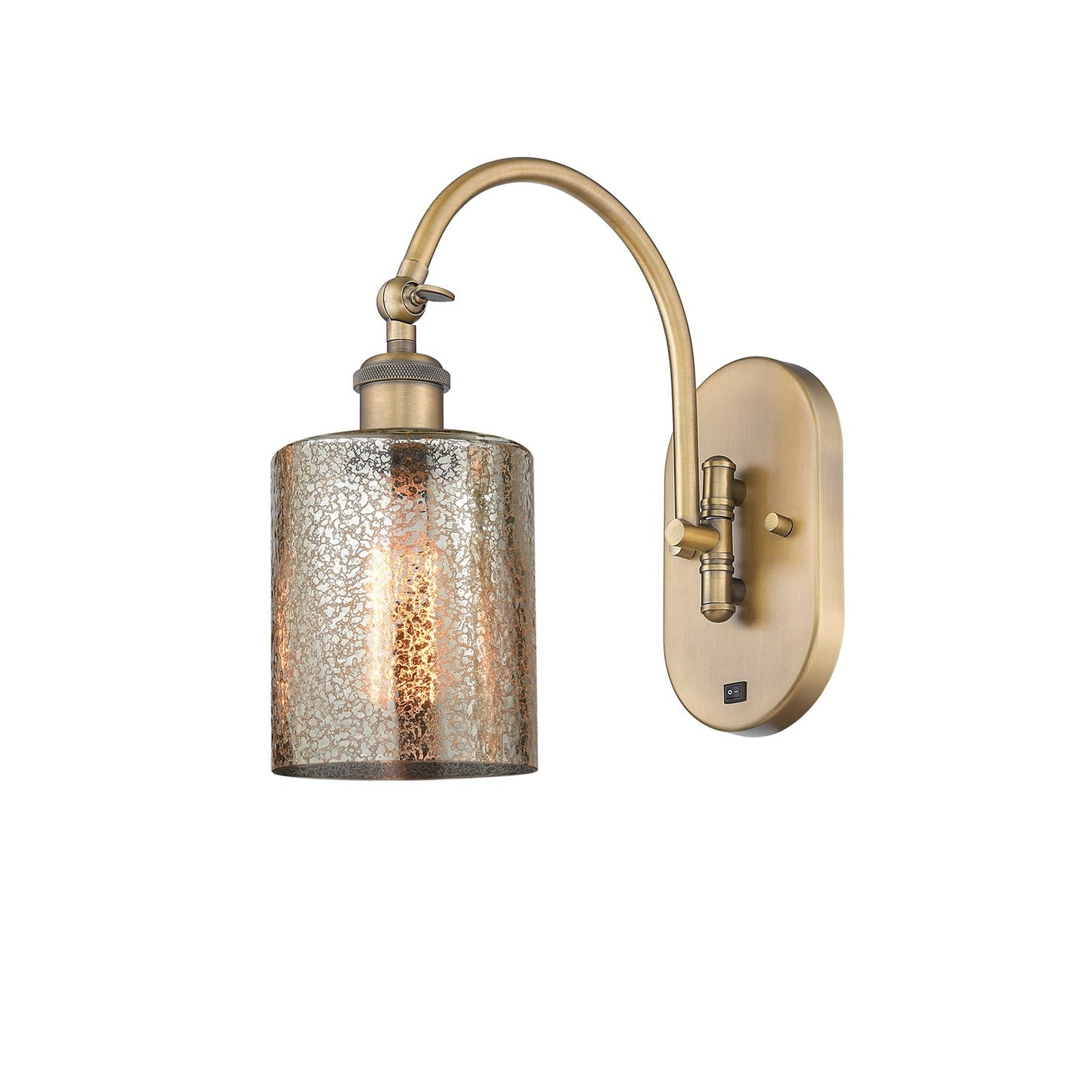 Innovations Cobbleskill 5in 1-Light Swing Arm Sconce | Industrial Brushed Brass Steel and Mercury Glass | Bedroom Reading Light | Model 518-1W-BB-G116