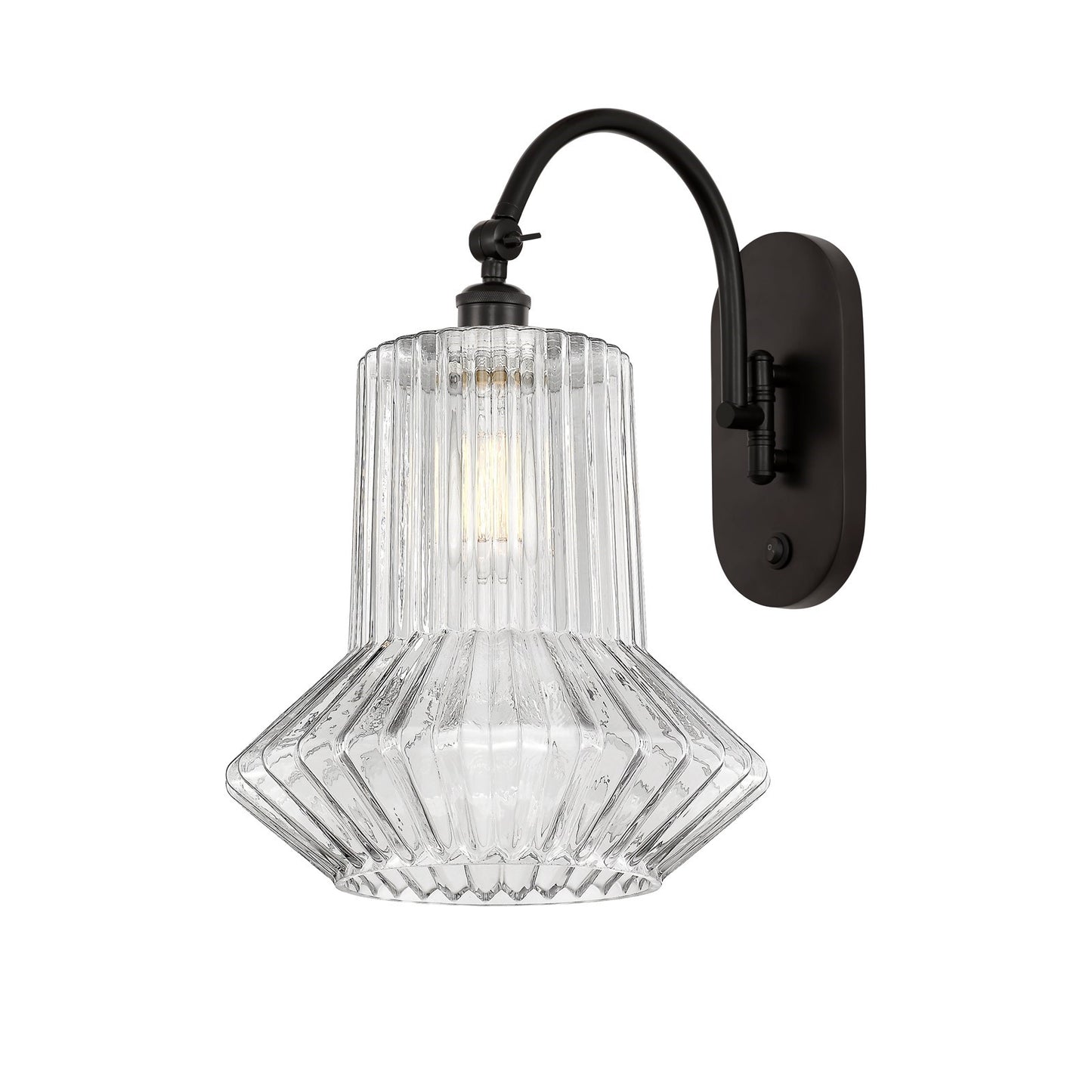Innovations Springwater 12in 1-Light Swing Arm Sconce | Industrial Oil Rubbed Bronze Steel and Clear Fluted Glass | Bedroom & | Model 518-1W-OB-G212