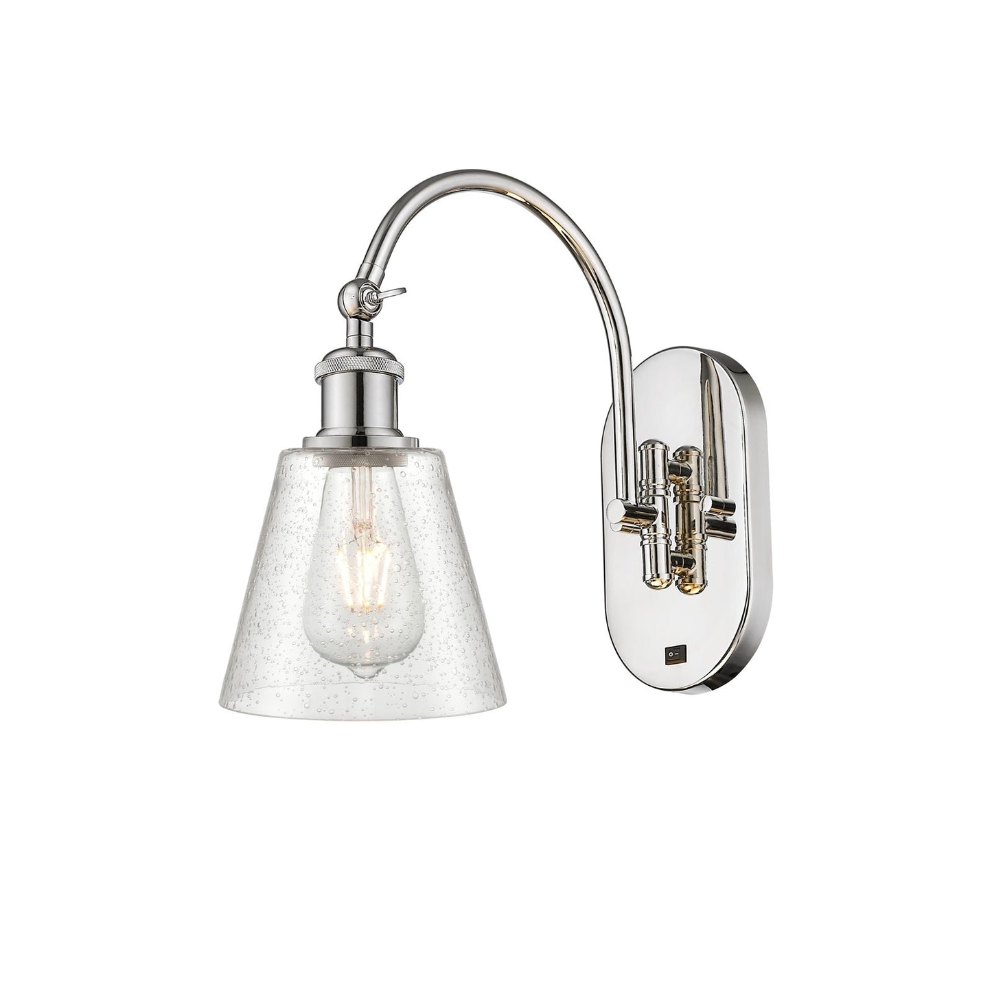 Innovations Caton 6in 1-Light Swing Arm Sconce | Art Nouveau Industrial Polished Nickel and Frosted Glass | Bedroom & Living Room | Model 518-1W-PN-G454