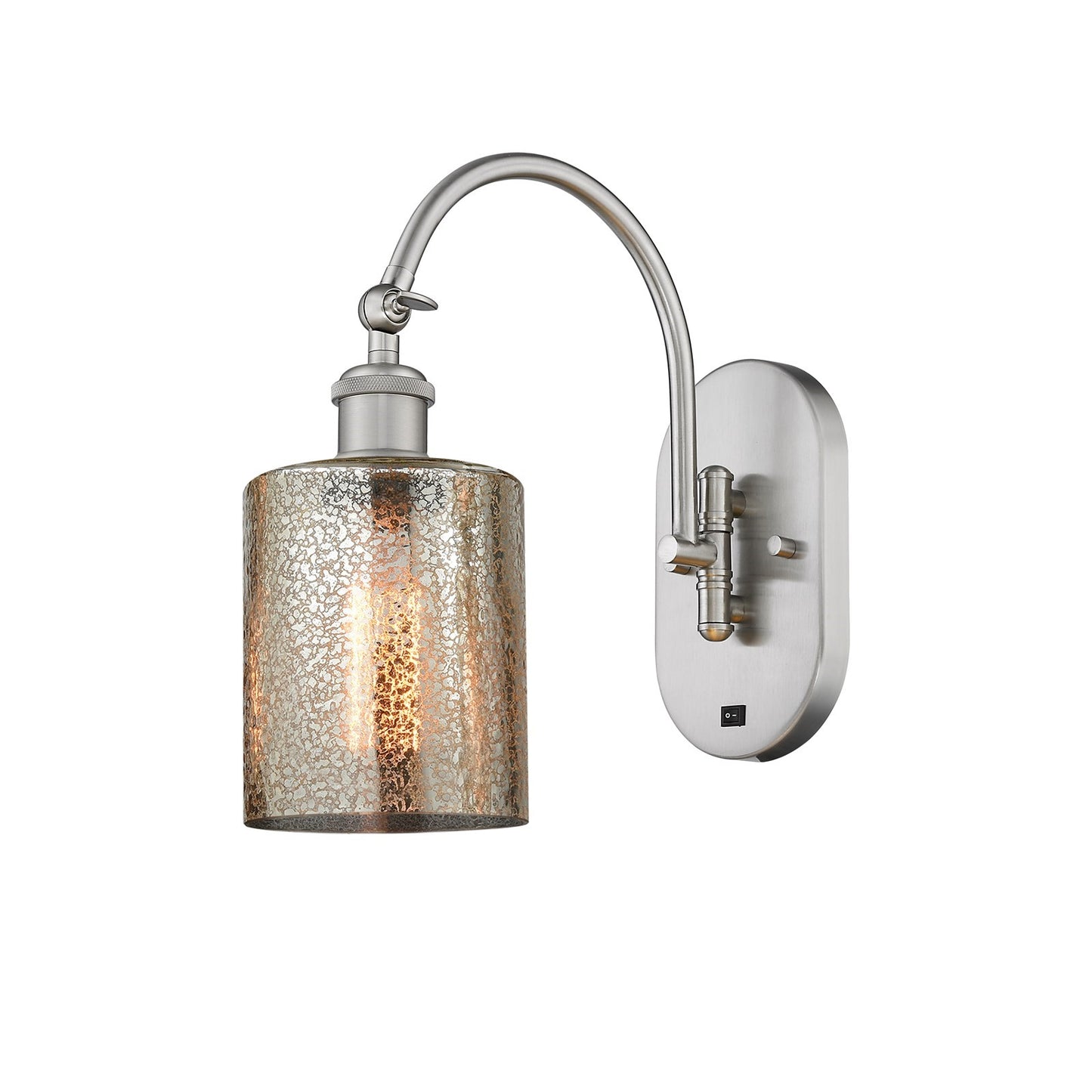 Innovations Cobbleskill 5in 1-Light Swing Arm Wall Sconce | Industrial Brushed Satin Nickel Steel and Mercury Glass | Bedroom & | Model 518-1W-SN-G116