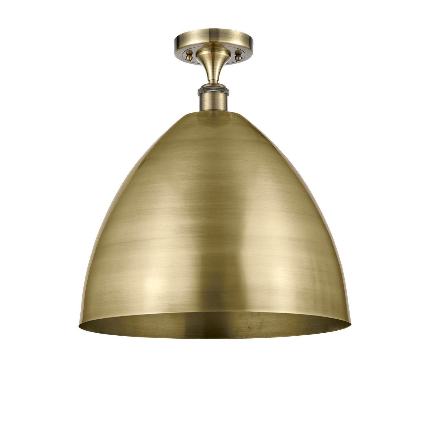 Innovations Bristol 16in 1-Light Semi-Flush Mount | Industrial Antique Brass Steel and Antique Brass Metal Shade | Entryway & | Model 616-1F-AB-MBD-16-AB