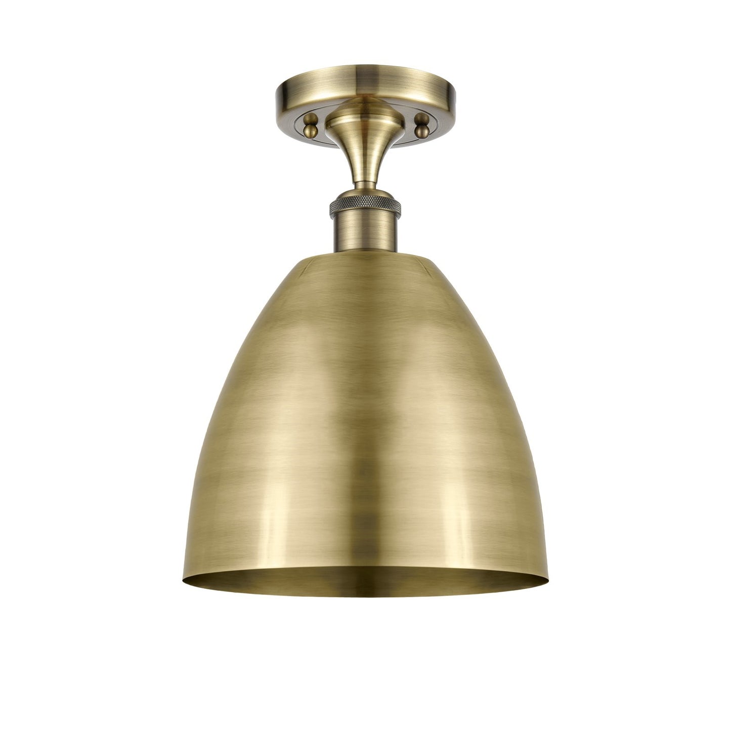 Innovations Bristol 9in 1-Light Semi-Flush Mount | Industrial Antique Brass and Antique Brass Metal Shade | Entryway & Hallway | Model 616-1F-AB-MBD-9-AB