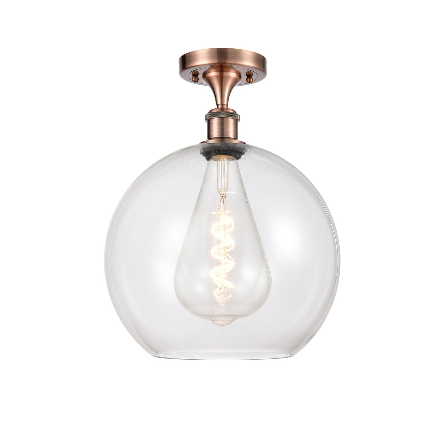 Innovations Athens 12in 1-Light Semi-Flush Mount | Industrial Antique Copper Steel and Clear Glass | Entryway & Hallway | 11.75 | Model 616-1F-AC-G122-12