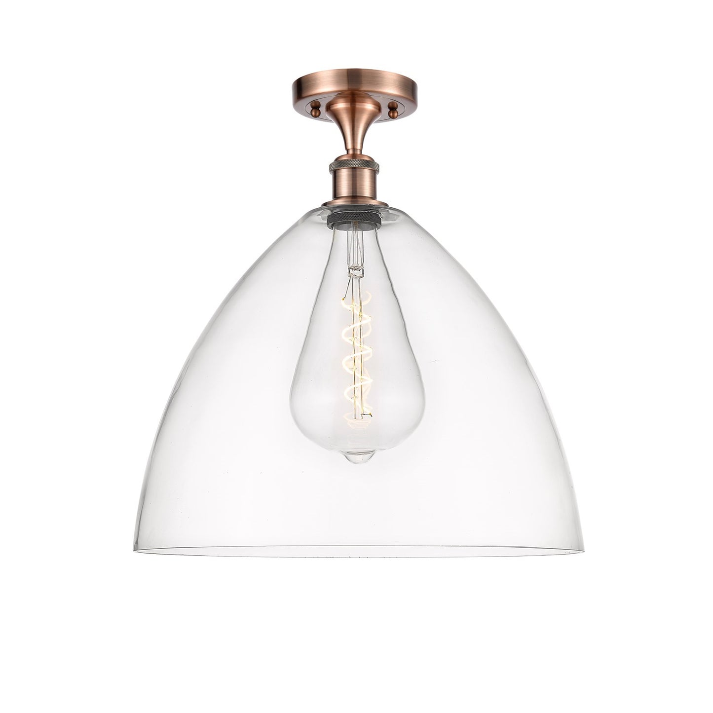 Innovations Bristol 16in 1-Light Semi-Flush Mount | Industrial Antique Copper Steel and Clear Glass | Entryway & Hallway | 16 x | Model 616-1F-AC-GBD-162