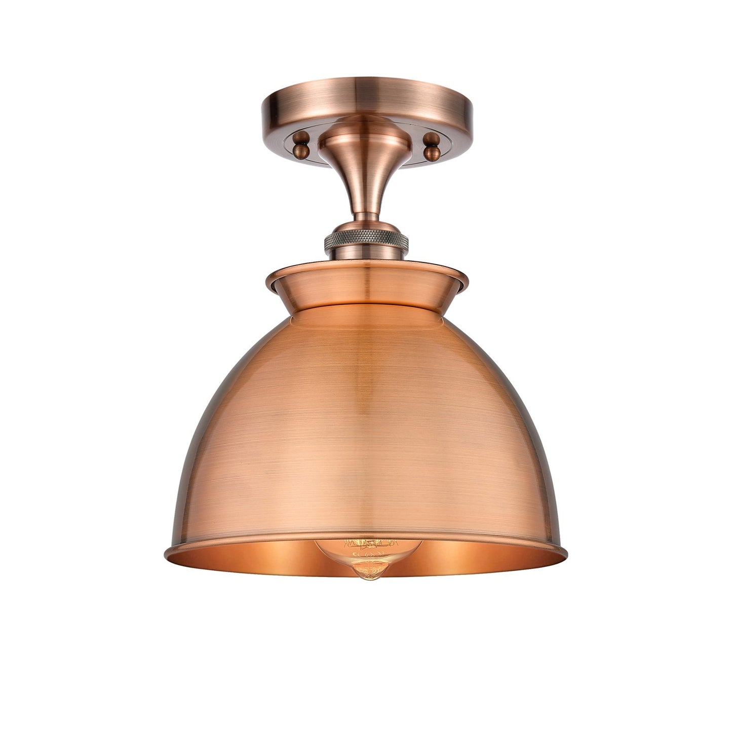 Innovations Adirondack 8.25in 1-Light Semi-Flush Mount | Industrial Antique Copper Steel and Cast Brass | Damp Rated Entryway & | Model 616-1F-AC-M14-AC