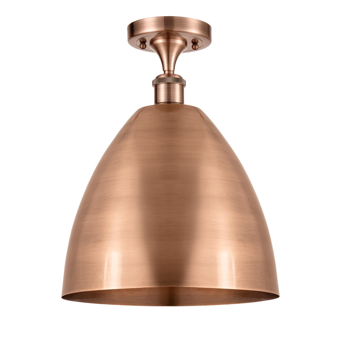 Innovations Bristol 12in 1-Light Semi-Flush Mount | Industrial Antique Copper Steel and Antique Copper Metal Shade | Entryway | Model 616-1F-AC-MBD-12-AC