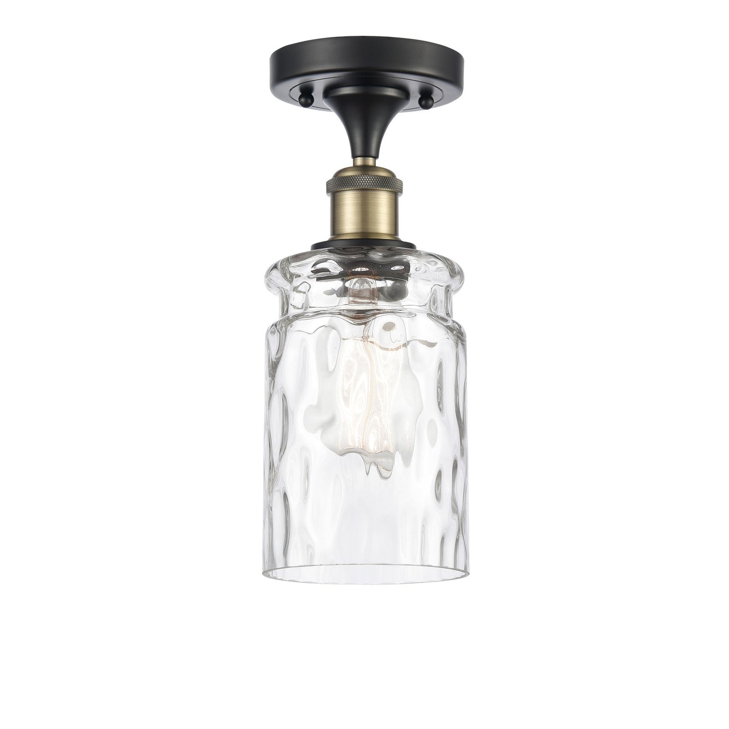 Innovations Candor 5in 1-Light Semi-Flush Mount | Industrial Black Antique Brass and Clear Waterglass Glass | Entryway & Hallway | Model 616-1F-BAB-G352