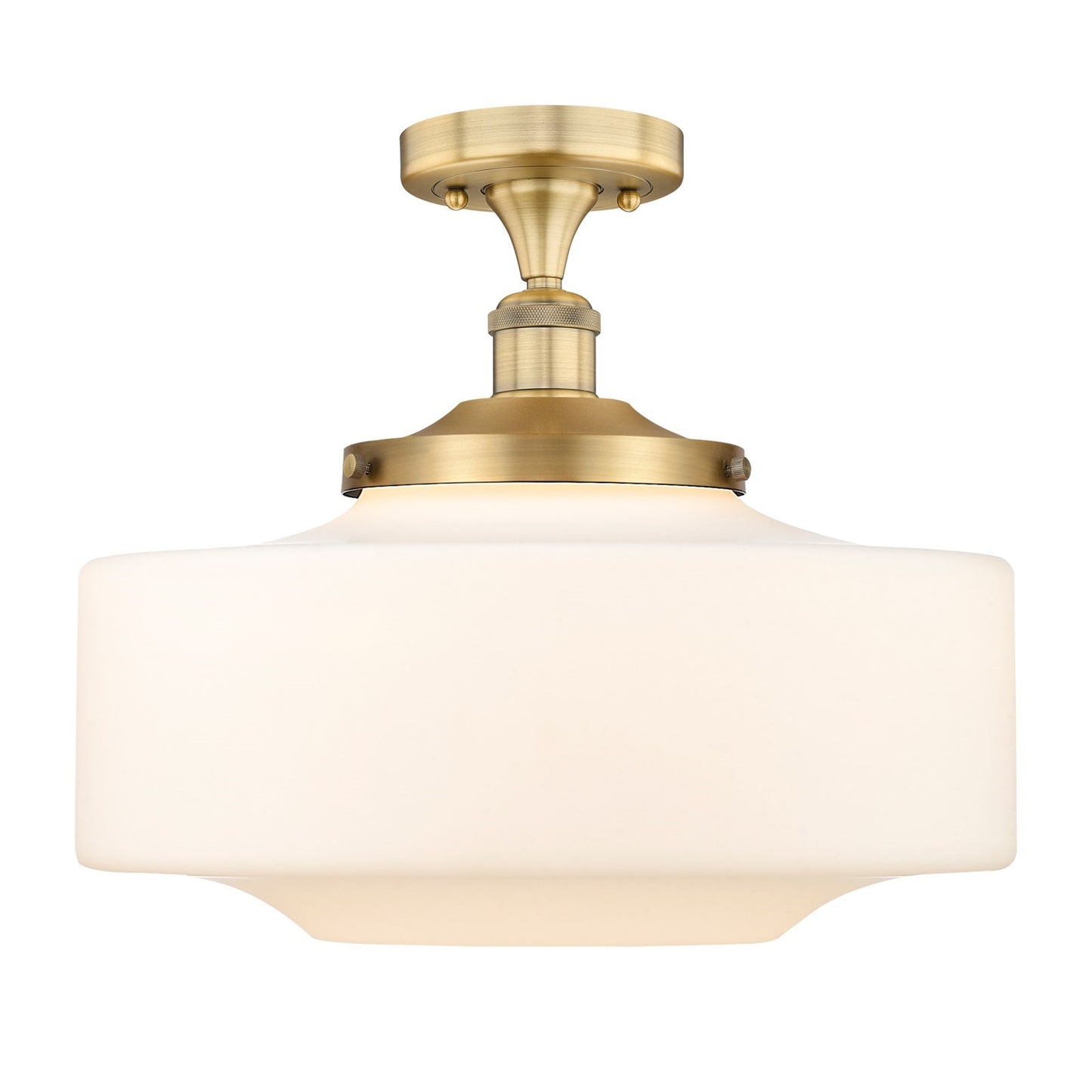 Innovations Bridgeton 16in 1-Light Semi-Flush Mount | Traditional Brushed Brass Steel and Matte White Frosted Glass | Bathroom & | Model 616-1F-BB-G691-16