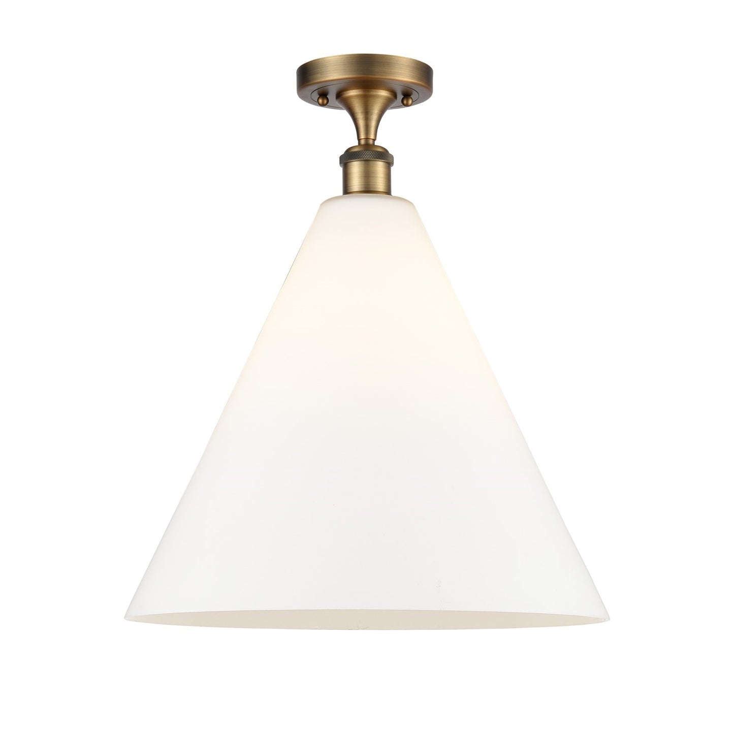 Innovations Berkshire 16in 1-Light Semi-Flush Mount | Industrial Brushed Brass Steel and Matte White Glass | Entryway & Hallway | Model 616-1F-BB-GBC-161
