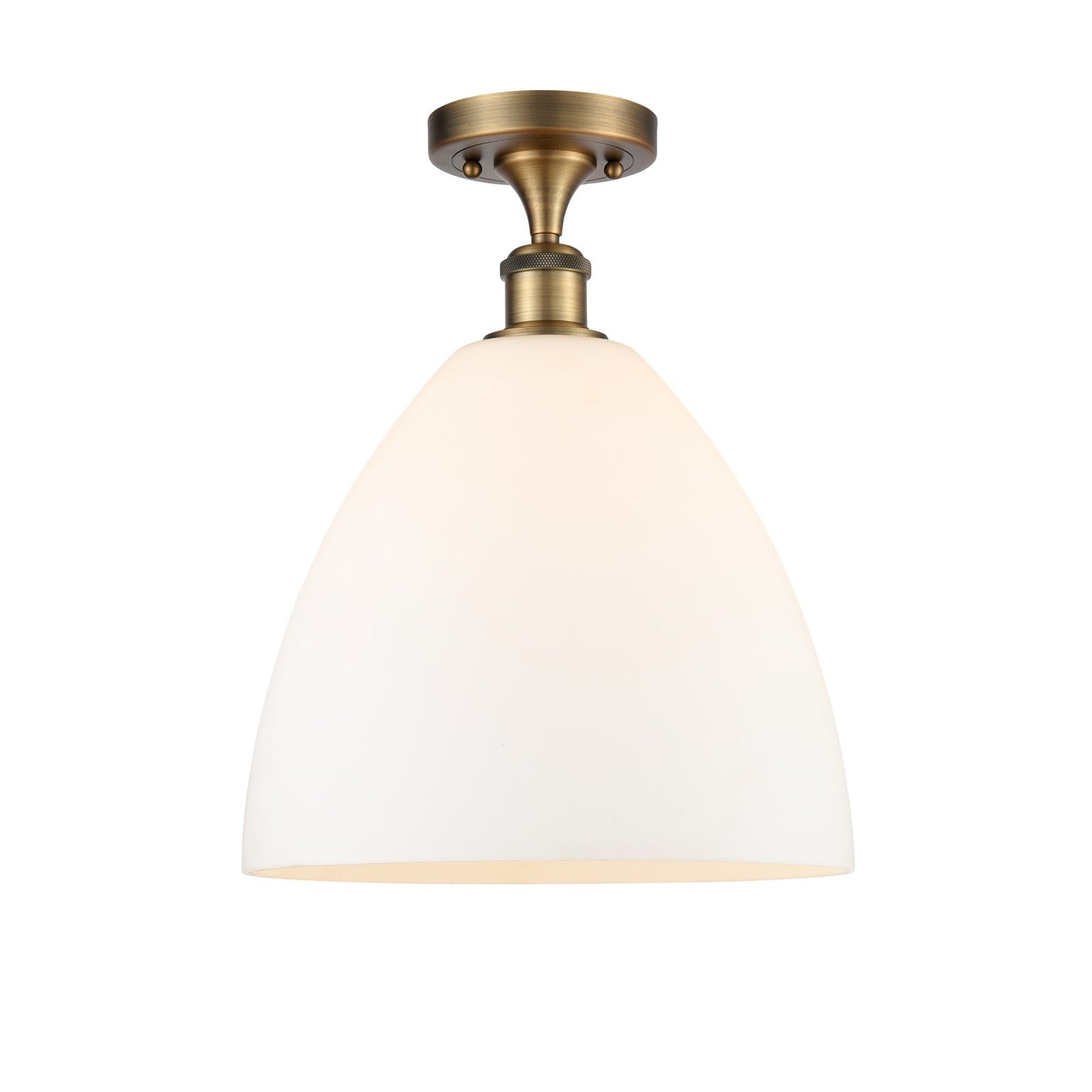 Innovations Bristol 12in 1-Light Semi-Flush Mount | Industrial Brushed Brass Steel and Matte White Glass | Kitchen & Hallway | Model 616-1F-BB-GBD-121
