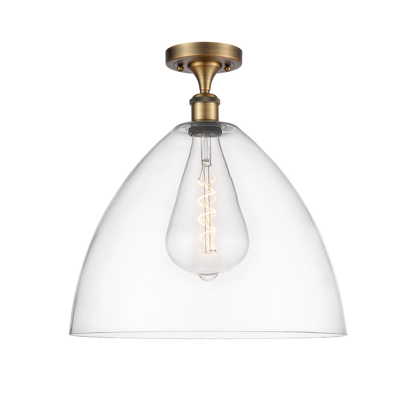Innovations Bristol 16in 1-Light Semi-Flush Mount | Industrial Brushed Brass Steel and Clear Glass | Entryway & Hallway | 16 x | Model 616-1F-BB-GBD-162